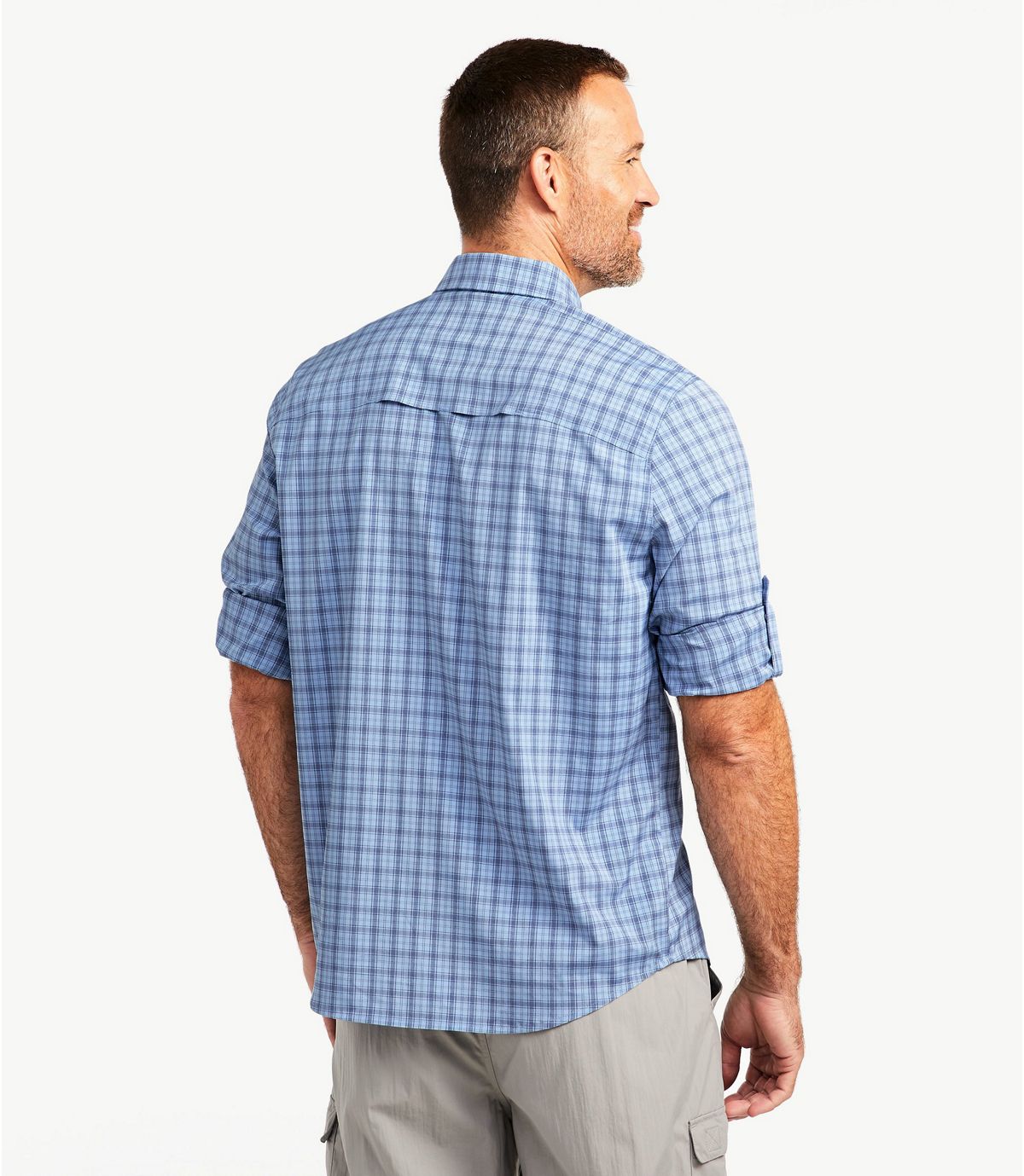 L.L.Bean Men's Tropicwear Pro Stretch Shirt, Long-Sleeve Plaid