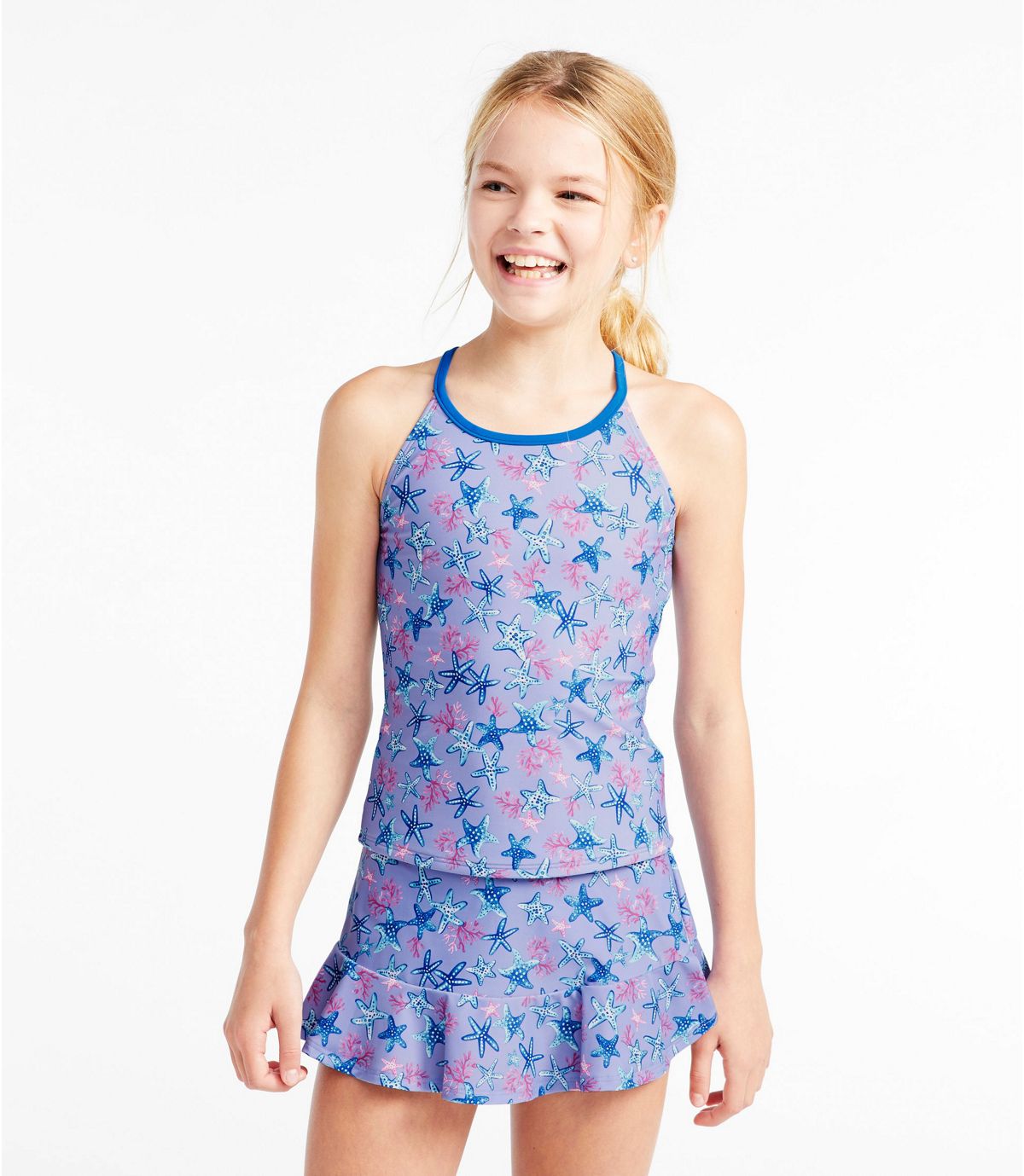 L.L.Bean Girls' BeanSport Skirted Tankini, Print