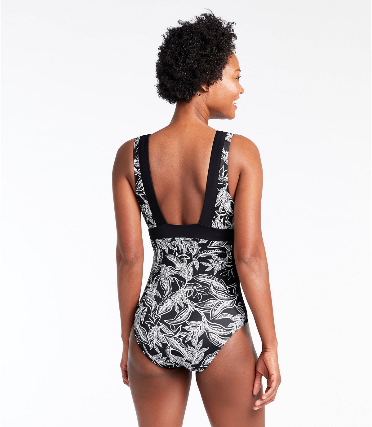 L.L.Bean Women's L.L.Bean Mix-and-Match Swimwear, V-Neck Tanksuit Print