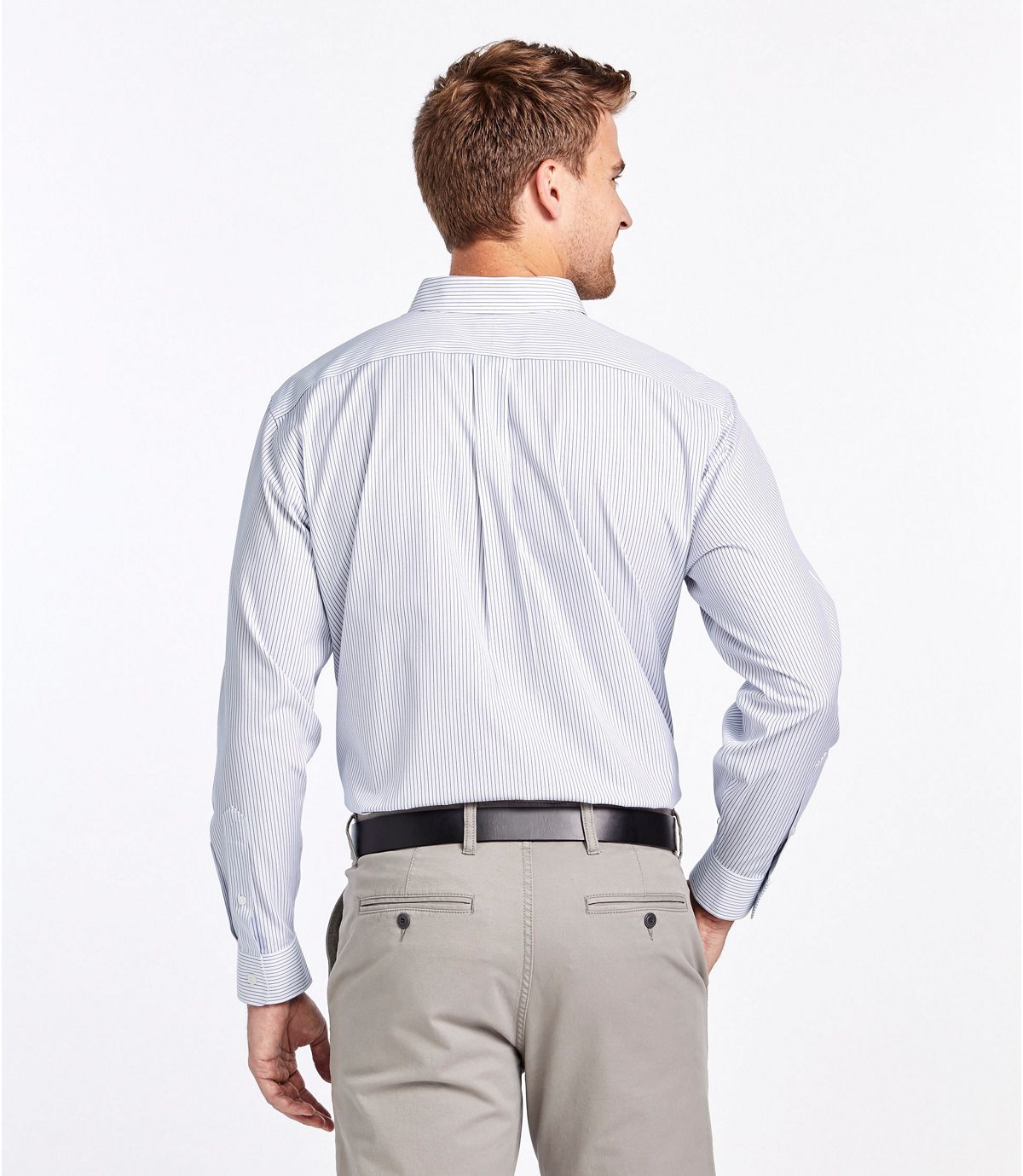 L.L.Bean Men's Wrinkle-Free Pinpoint Oxford Cloth Shirt, Slightly Fitted Stripe