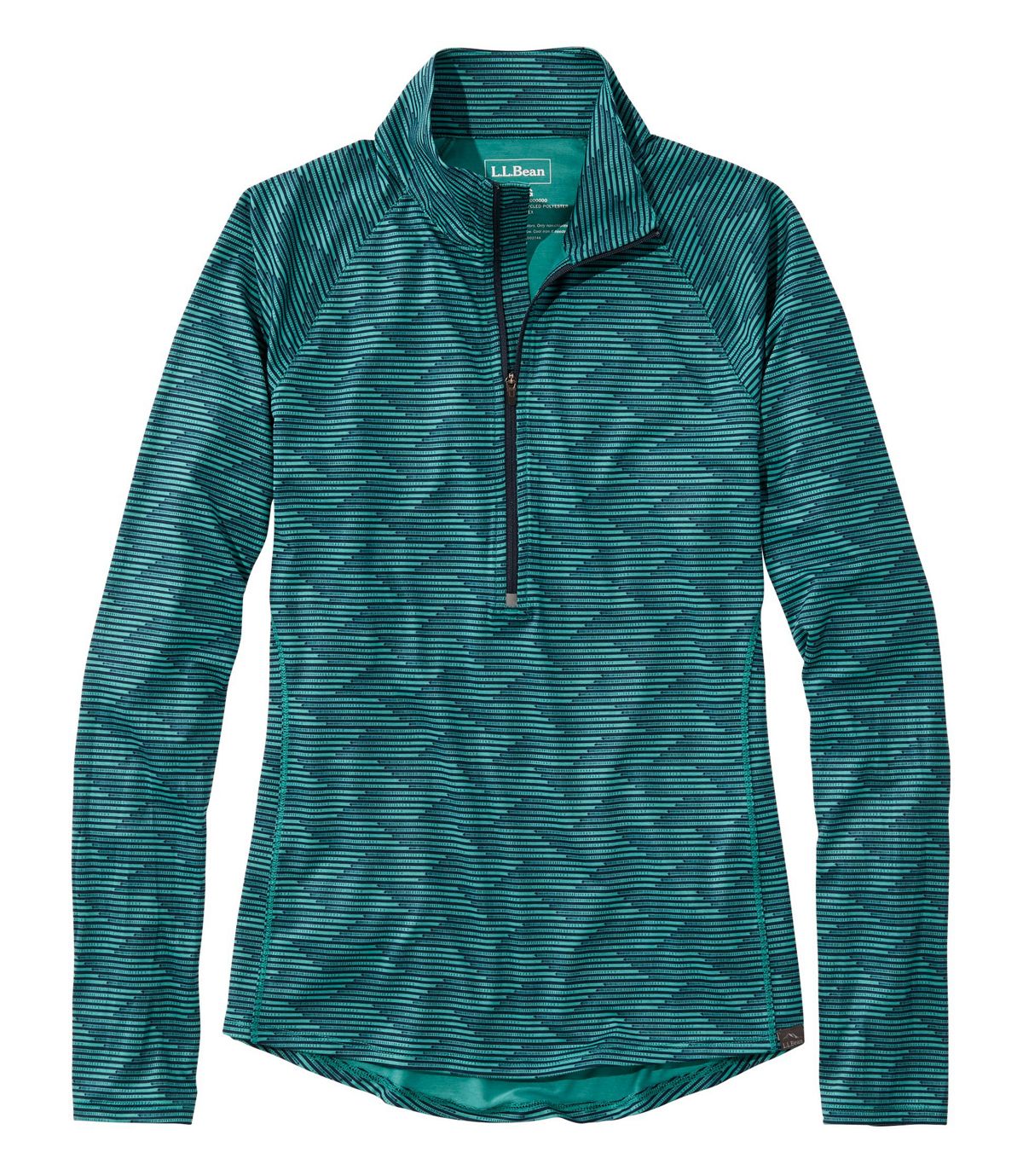 L.L.Bean Women's Multisport Tech Tee, Quarter-Zip Long-Sleeve Print