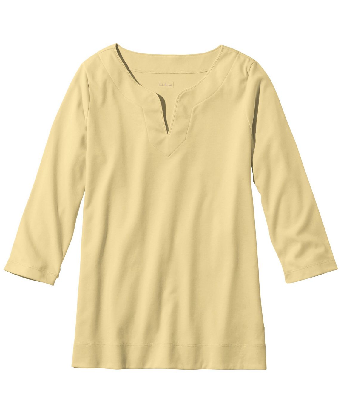 L.L.Bean Women's Pima Cotton Tunic, Three-Quarter-Sleeve Splitneck
