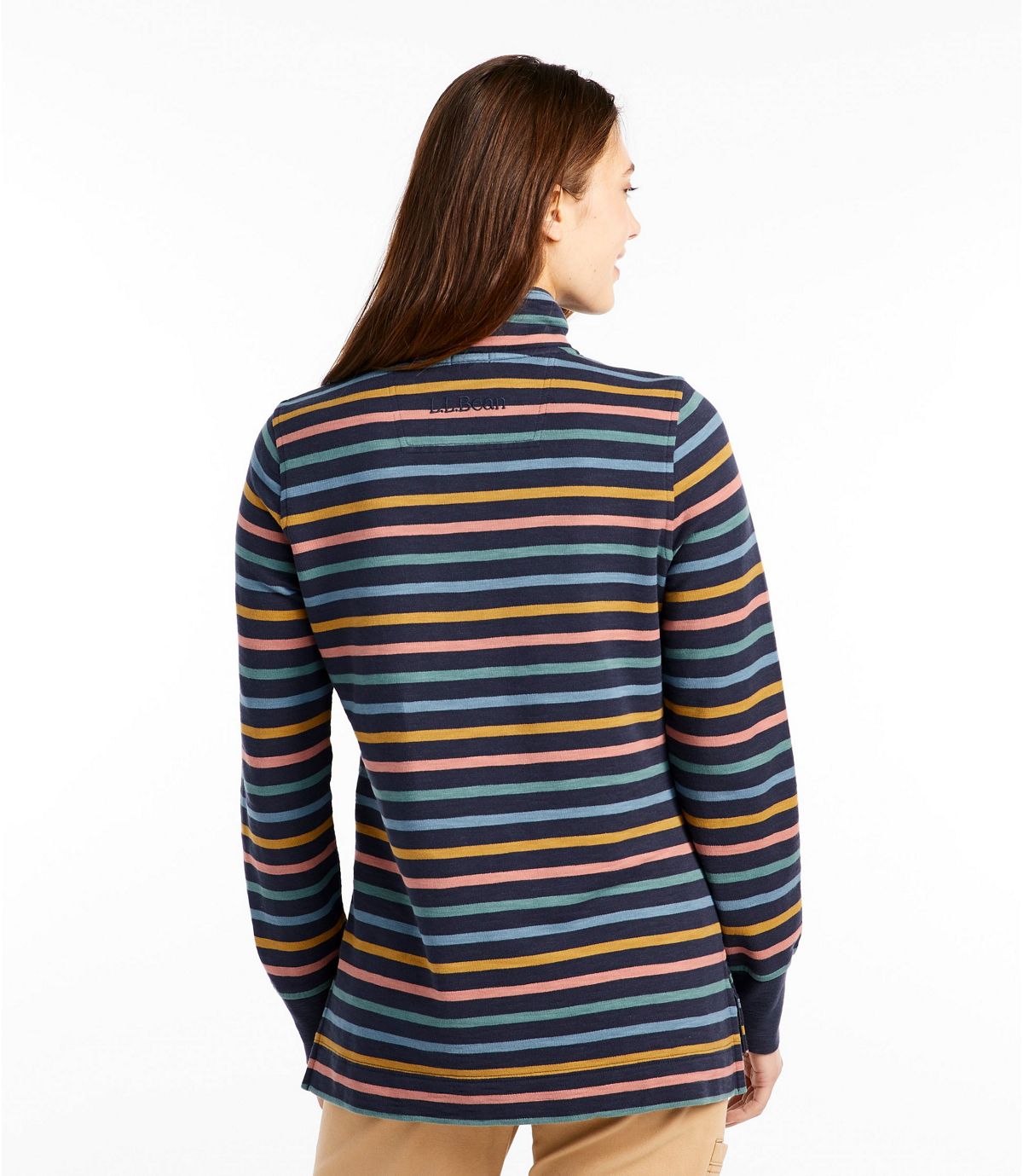L.L.Bean Women's Rocky Coast Sweatshirt, Snap Henley Stripe