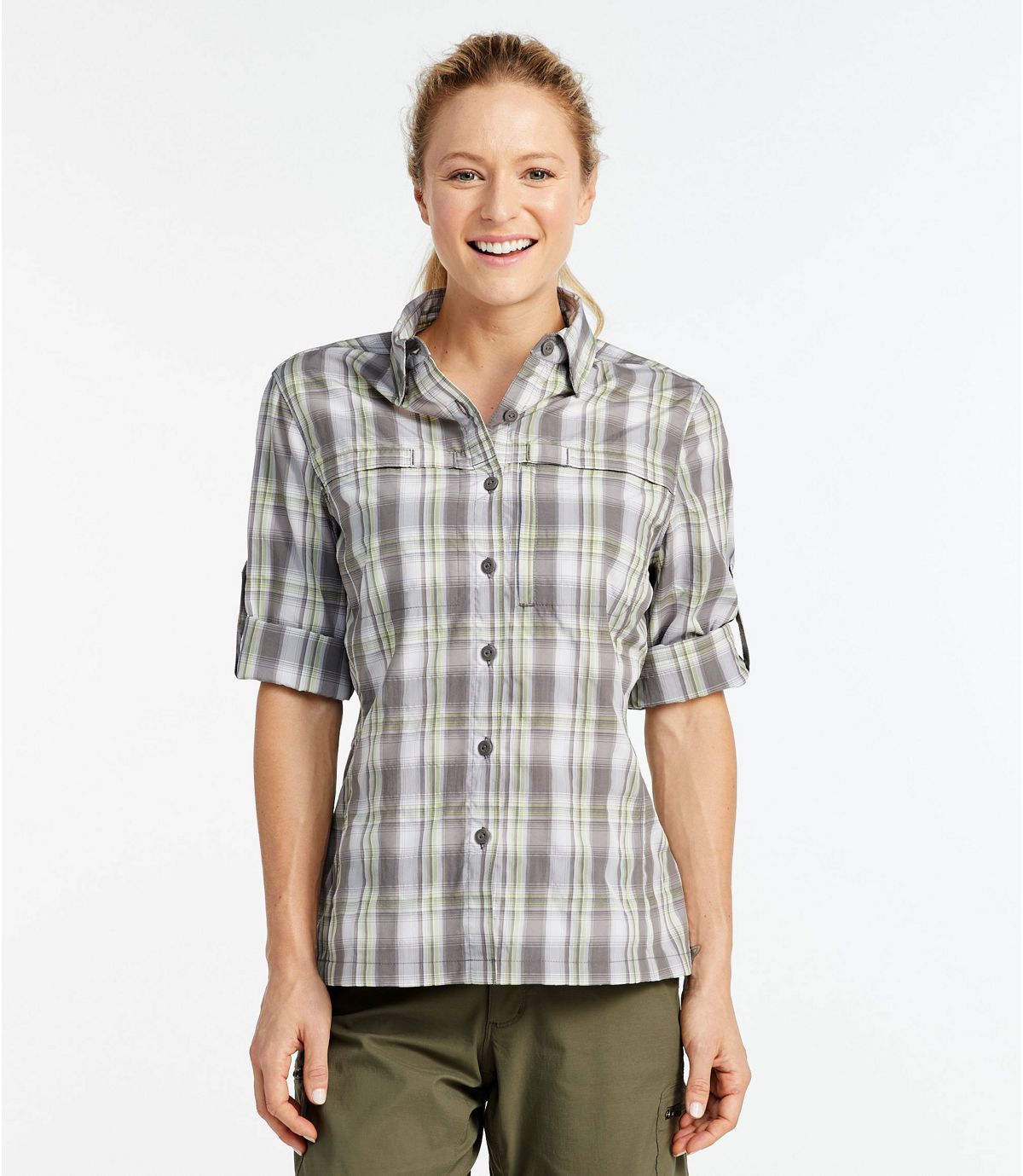 L.L.Bean Women's Tropicwear Shirt, Plaid Long-Sleeve