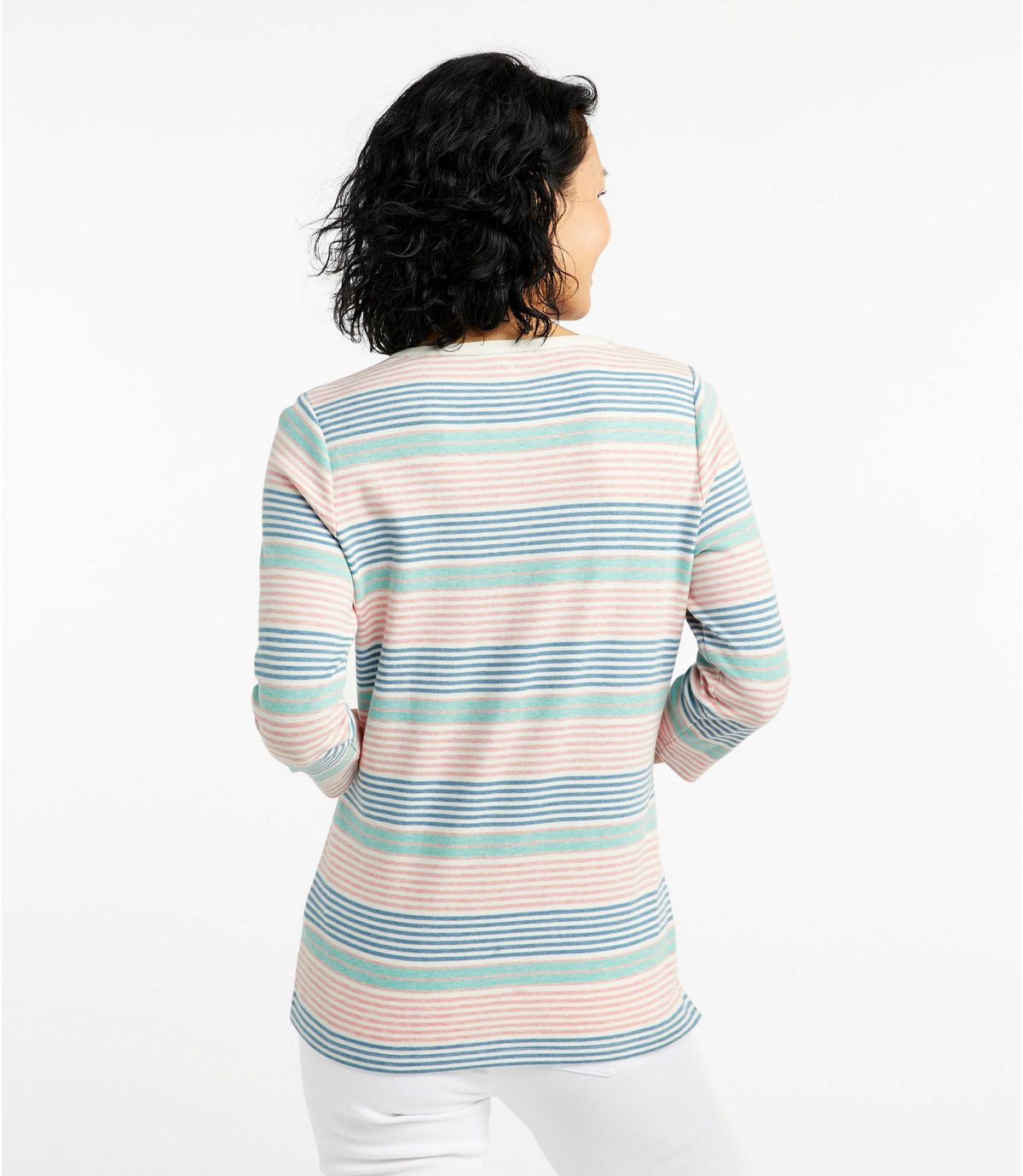 L.L.Bean Women's L.L.Bean Tee, Three-Quarter-Sleeve Splitneck Tunic Stripe