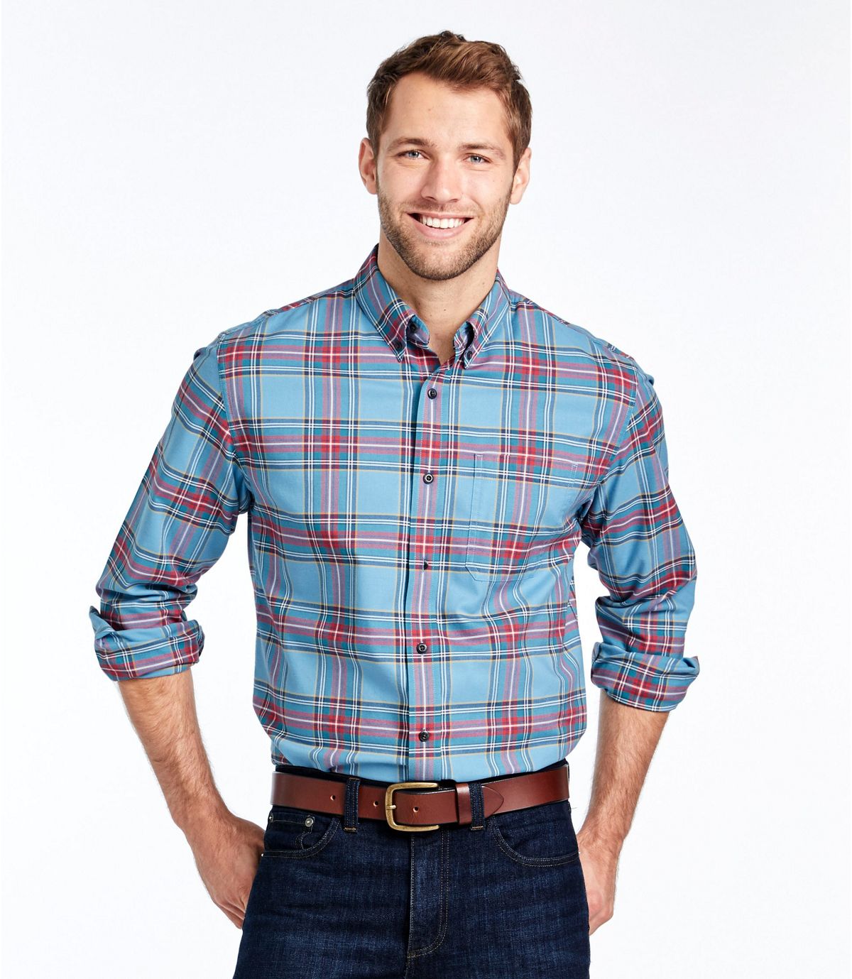 L.L.Bean Men's Easy-Care Lakewashed® Shirt, Long-Sleeve, Tartan