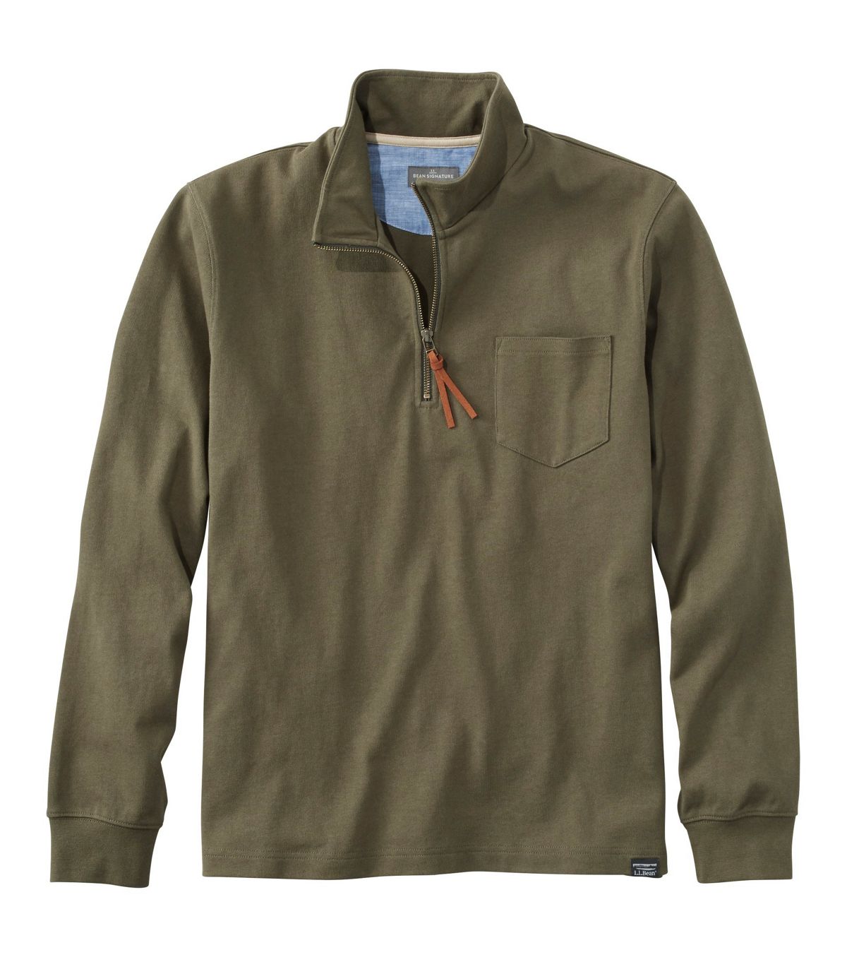 L.L.Bean Men's Signature Rugged Quarter-Zip Stand-Up Polo