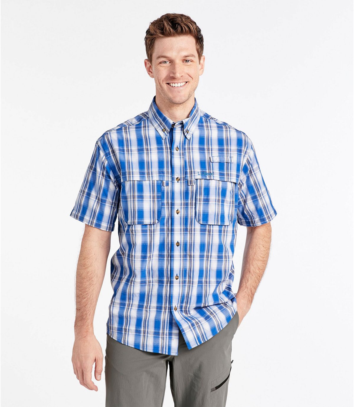 L.L.Bean Men's Tropicwear Shirt, Plaid Short-Sleeve