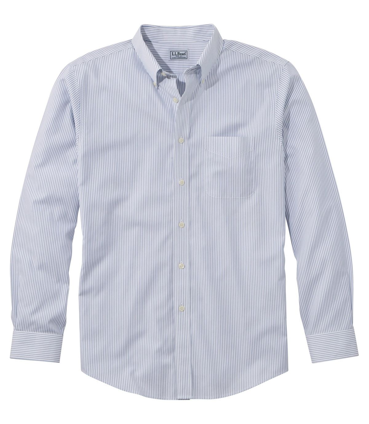 L.L.Bean Men's Wrinkle-Free Pinpoint Oxford Cloth Shirt, Slightly Fitted Stripe