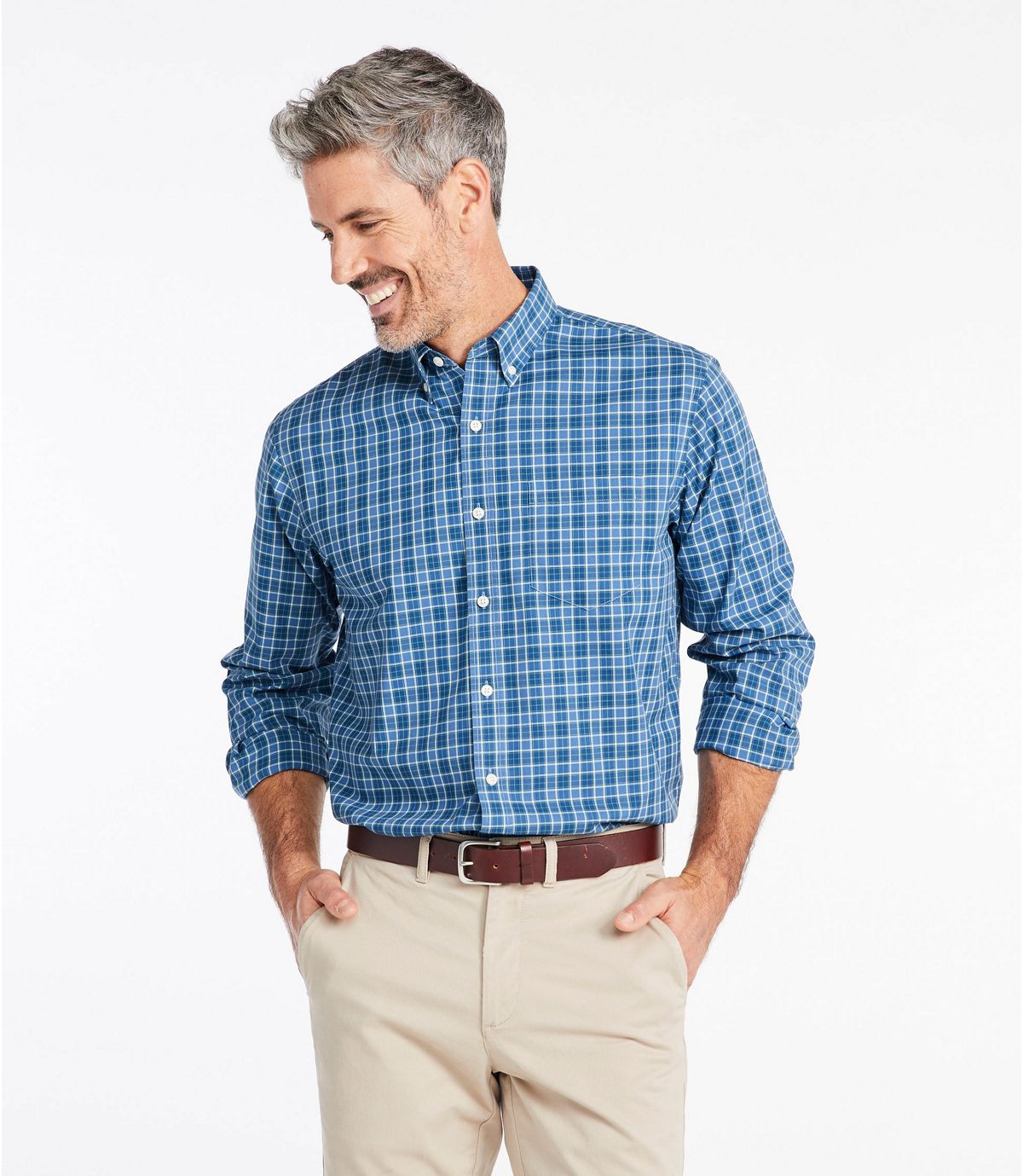 L.L.Bean Men's Wrinkle-Free Kennebunk Sport Shirt, Traditional Fit Check