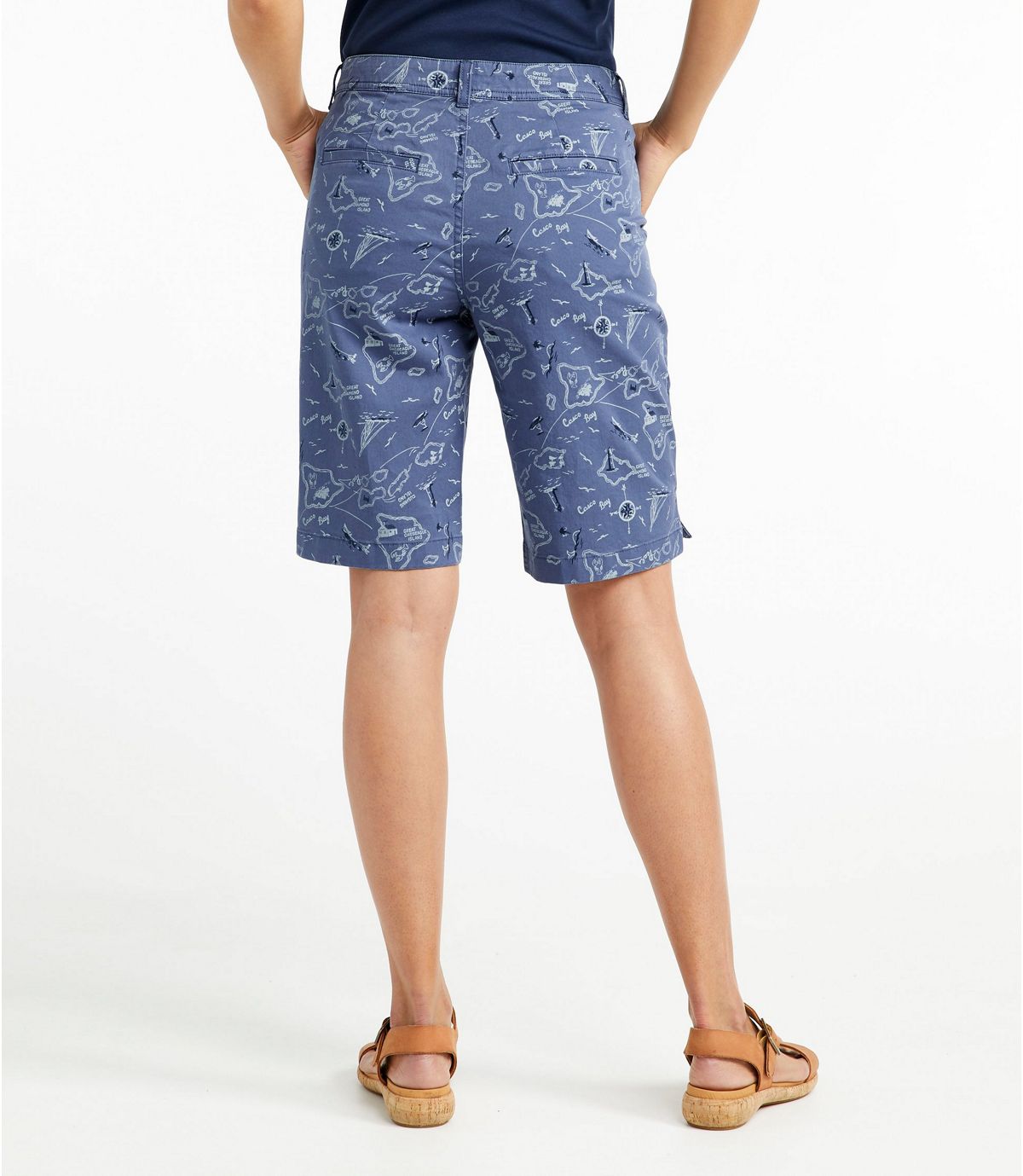 L.L.Bean Women's Lakewashed Chino Shorts, Bermuda Print