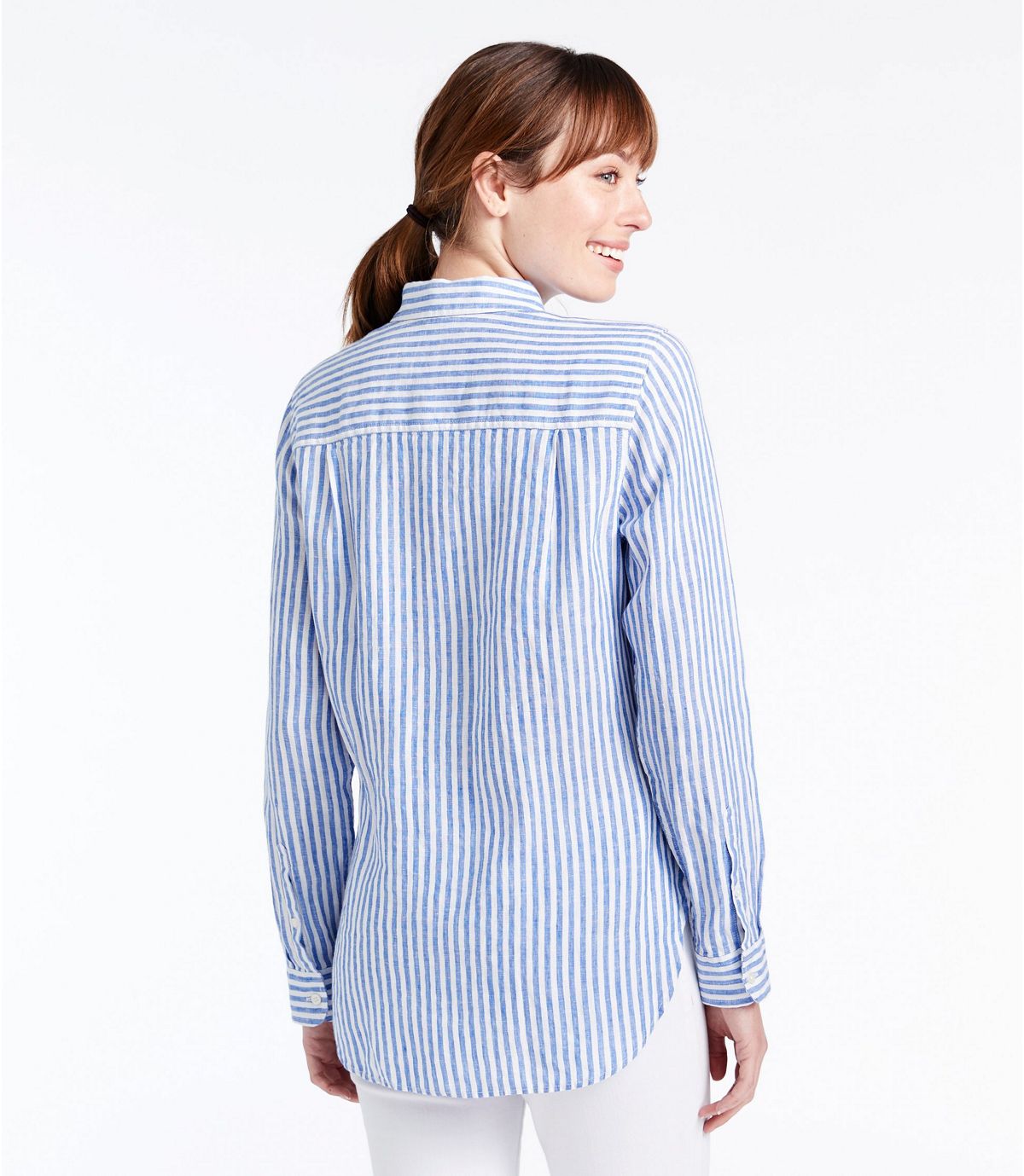 L.L.Bean Women's Premium Washable Linen Shirt, Tunic Stripe