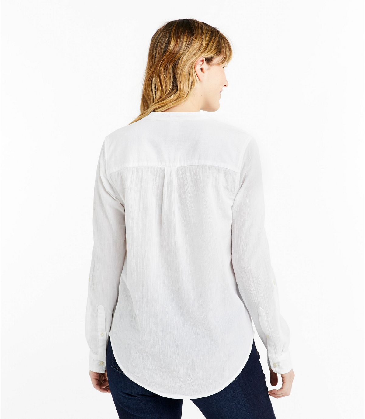 L.L.Bean Women's Soft Cotton Crinkle Shirt, Roll-Tab