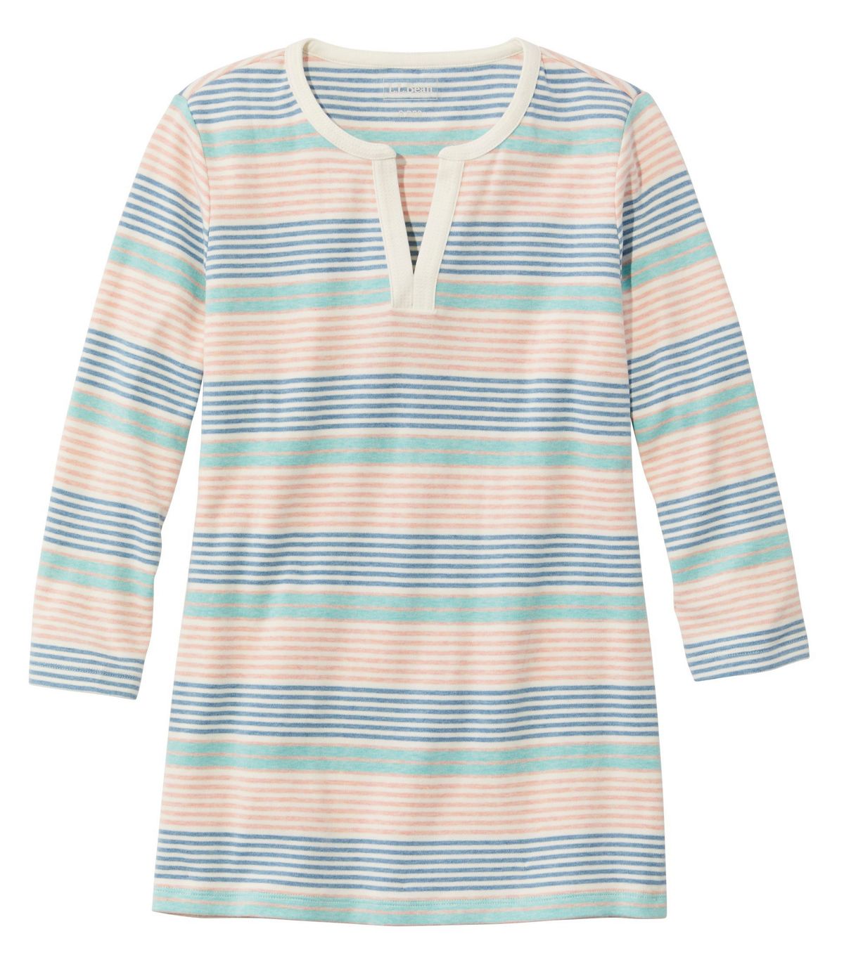 L.L.Bean Women's L.L.Bean Tee, Three-Quarter-Sleeve Splitneck Tunic Stripe