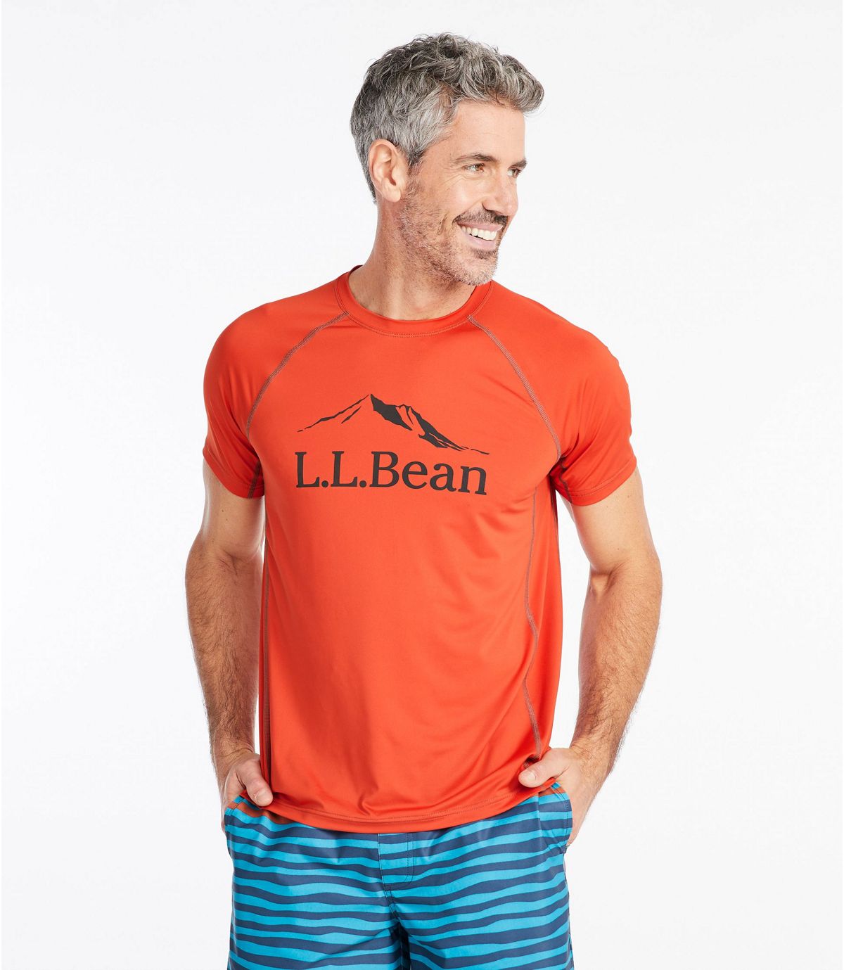 L.L.Bean Men's Swift River Cooling Sun Shirt, Short-Sleeve Graphic