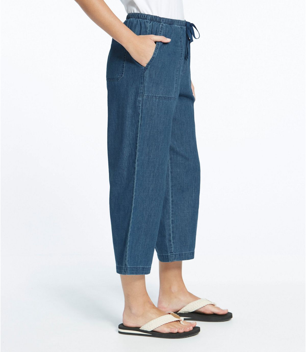 L.L.Bean Women's Sunwashed Cropped Pants, Denim