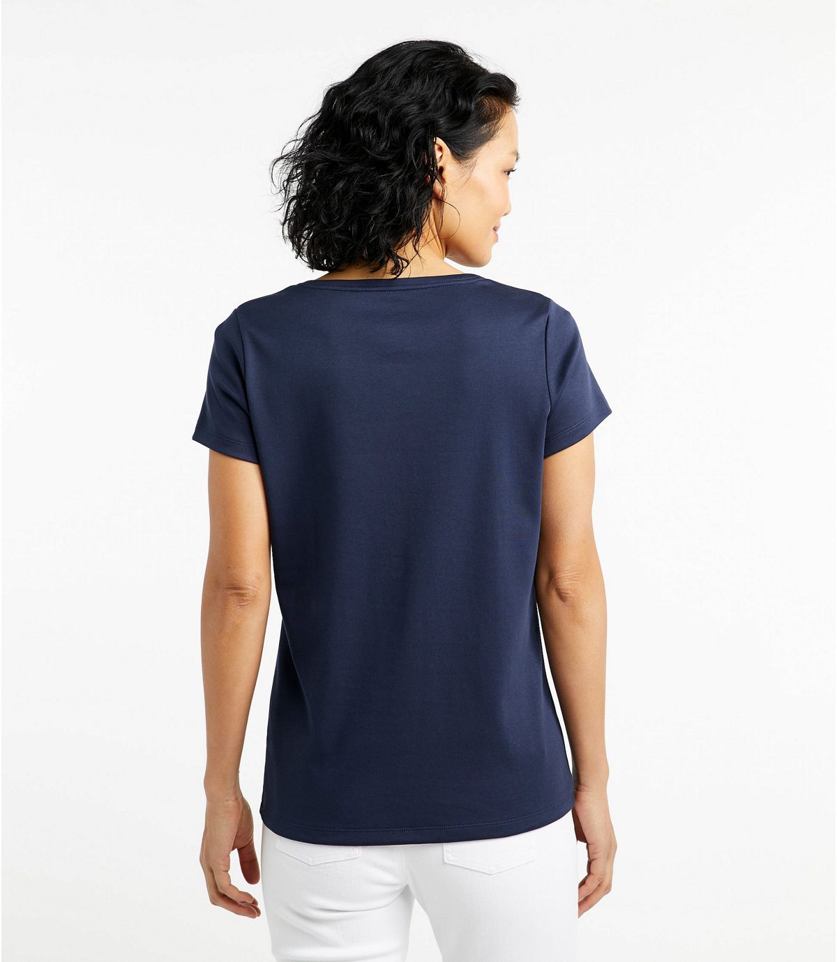 L.L.Bean Pima Cotton Shaped V-Neck, Short-Sleeve