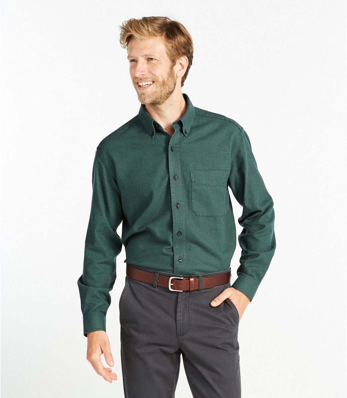 L.L.Bean Men's Wicked Good Flannel Shirt, Traditional Fit Houndstooth