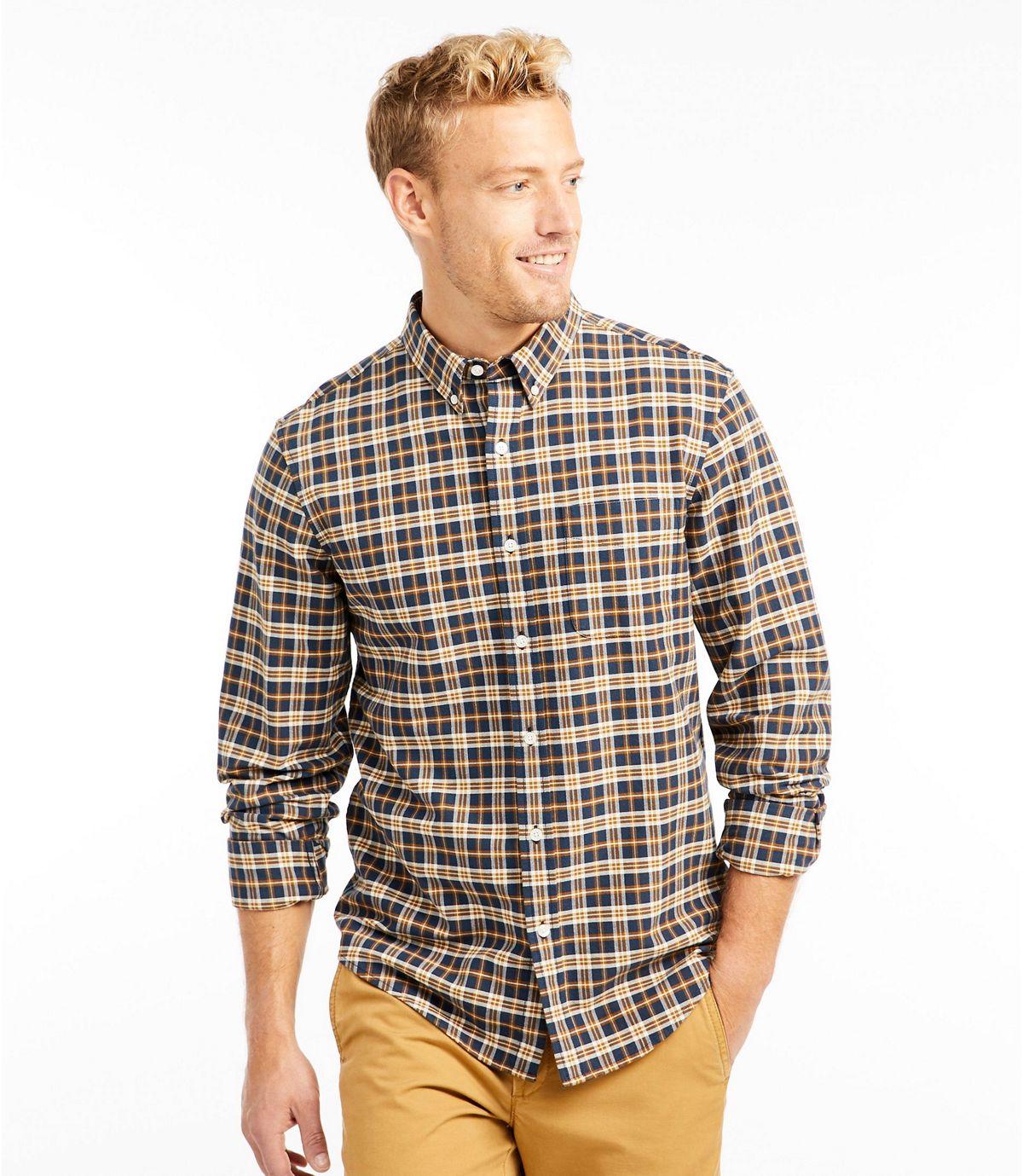 L.L.Bean Men's Signature Washed Oxford Cloth Shirt, Plaid