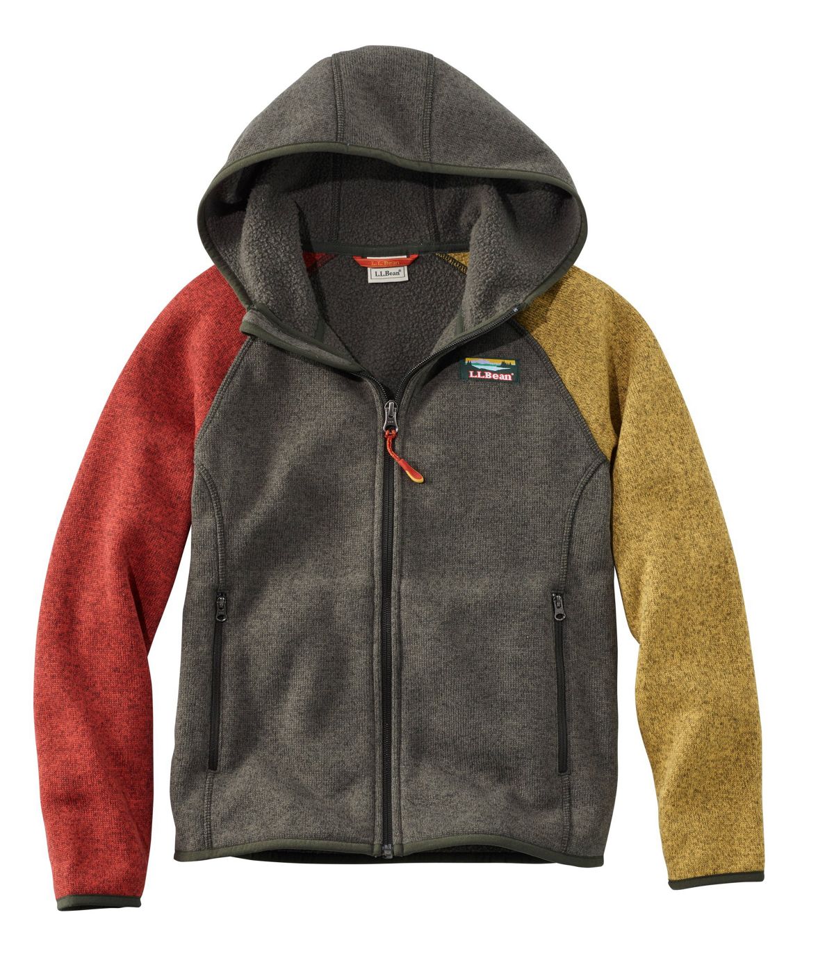 L.L.Bean Kids' L.L.Bean's Sweater Fleece, Hooded, Colorblock