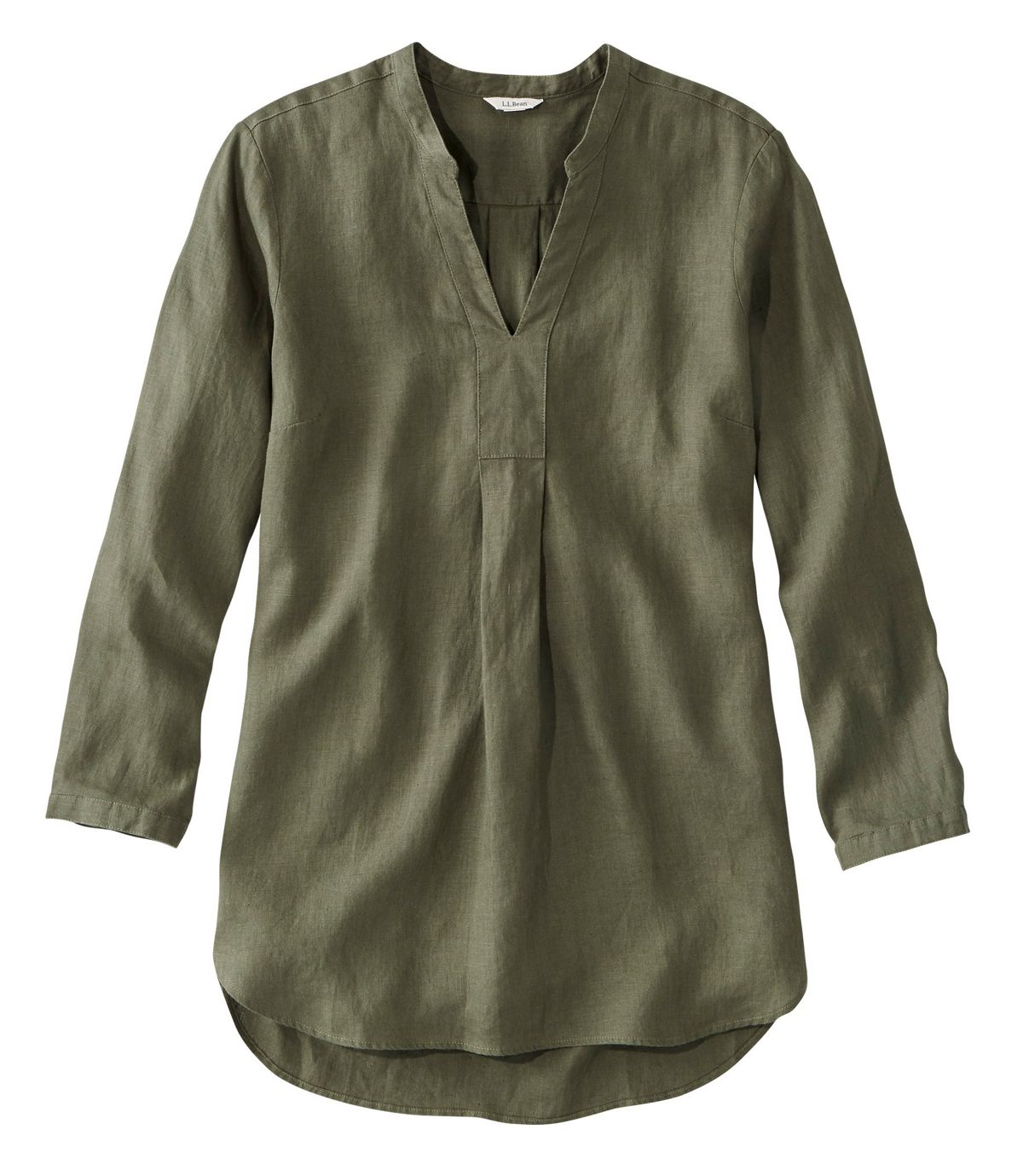 L.L.Bean Women's Premium Washable Linen Shirt, Splitneck Tunic Long-Sleeve