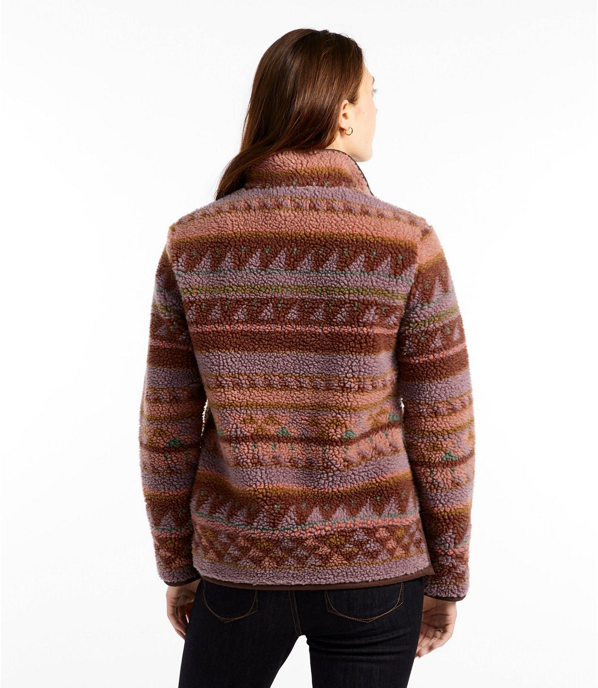 L.L.Bean Women's Signature Sherpa Fleece Pullover, Quarter-Zip Jacquard