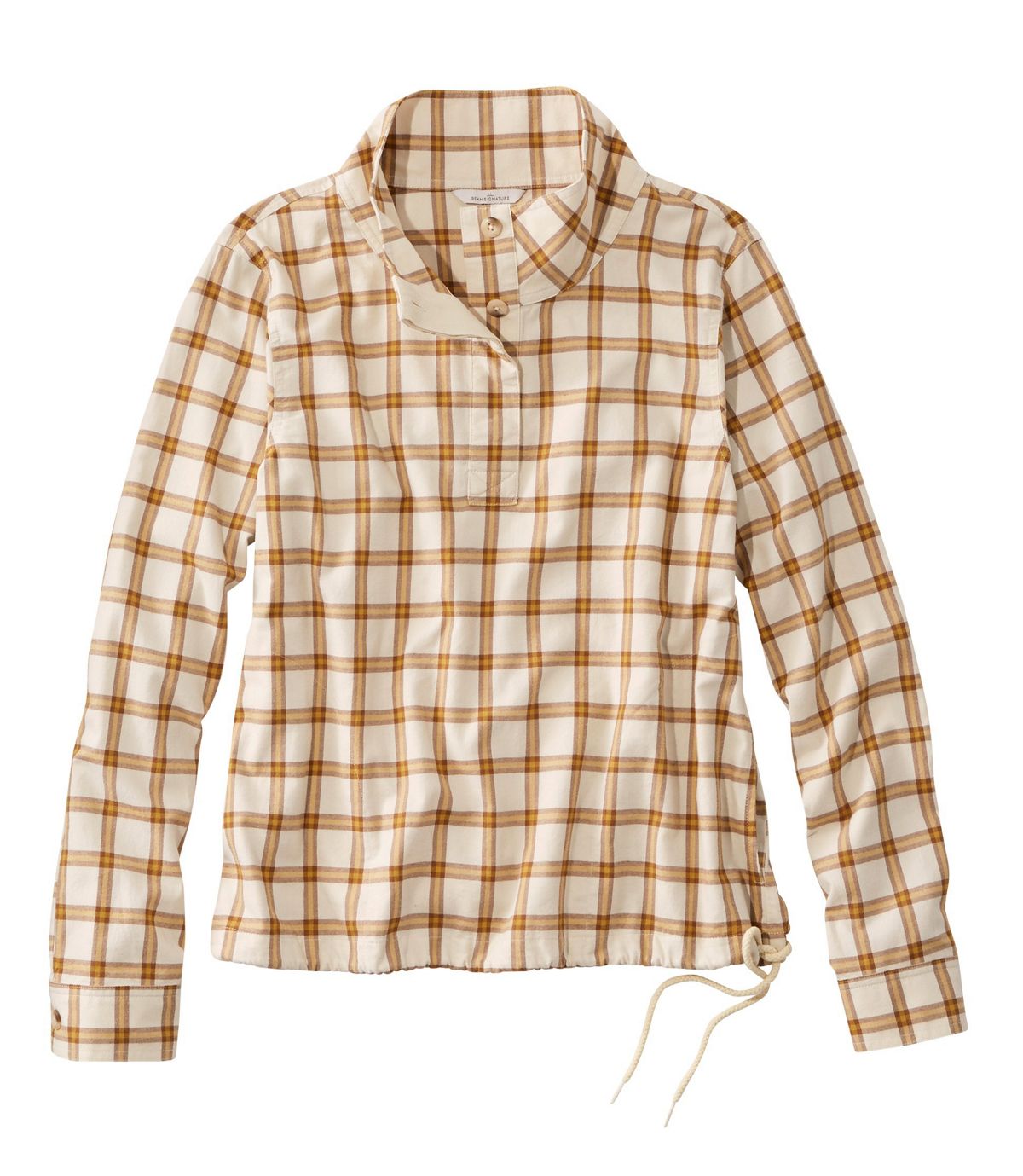L.L.Bean Women's Signature Brushed Cotton Mockneck Shirt, Pattern