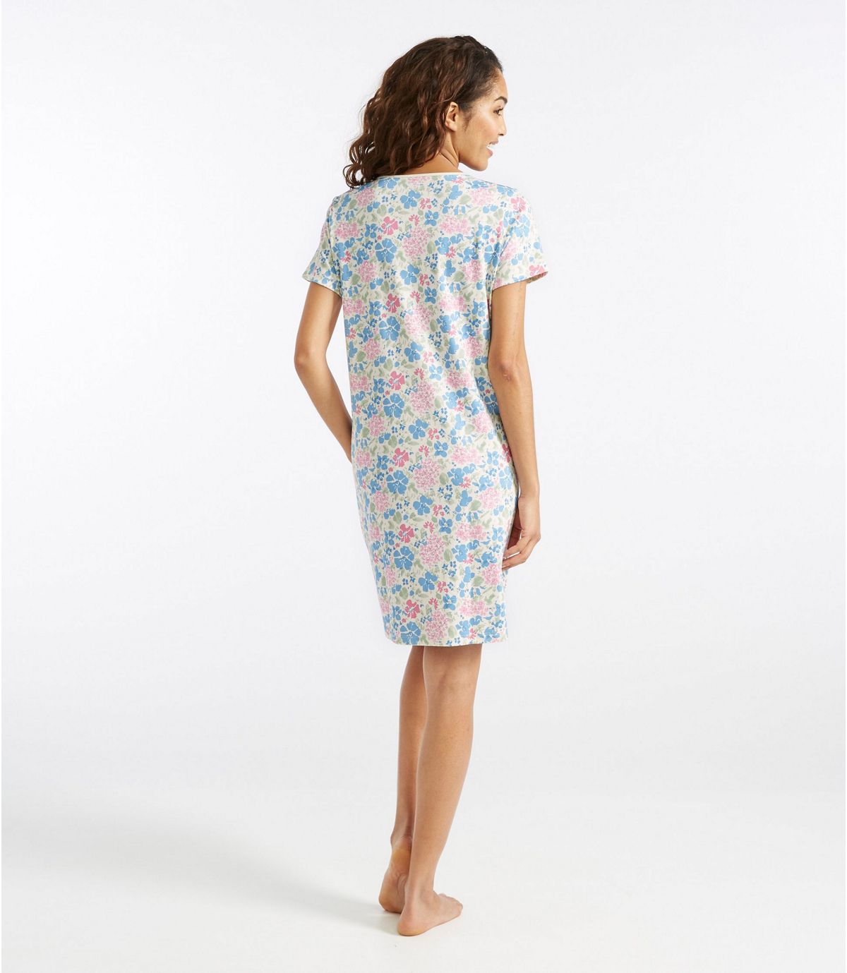 L.L.Bean Women's Supima Nightgown, Short Sleeve Floral