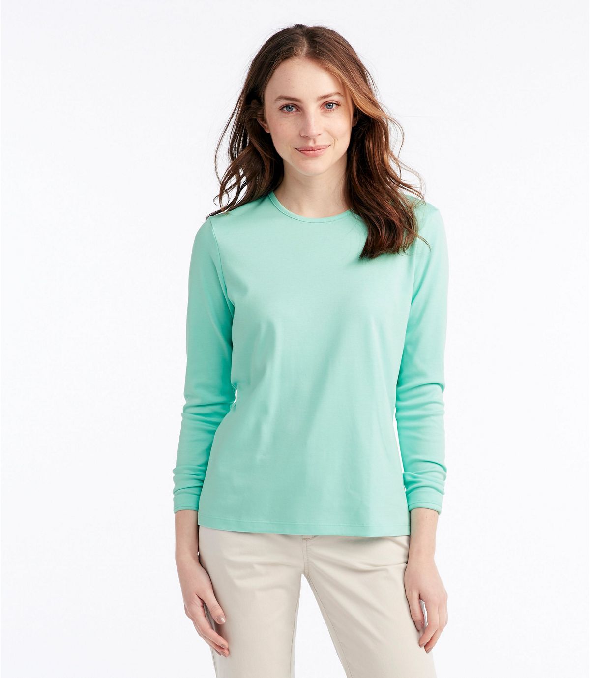 L.L.Bean Women's Pima Cotton Tee, Long-Sleeve Crewneck