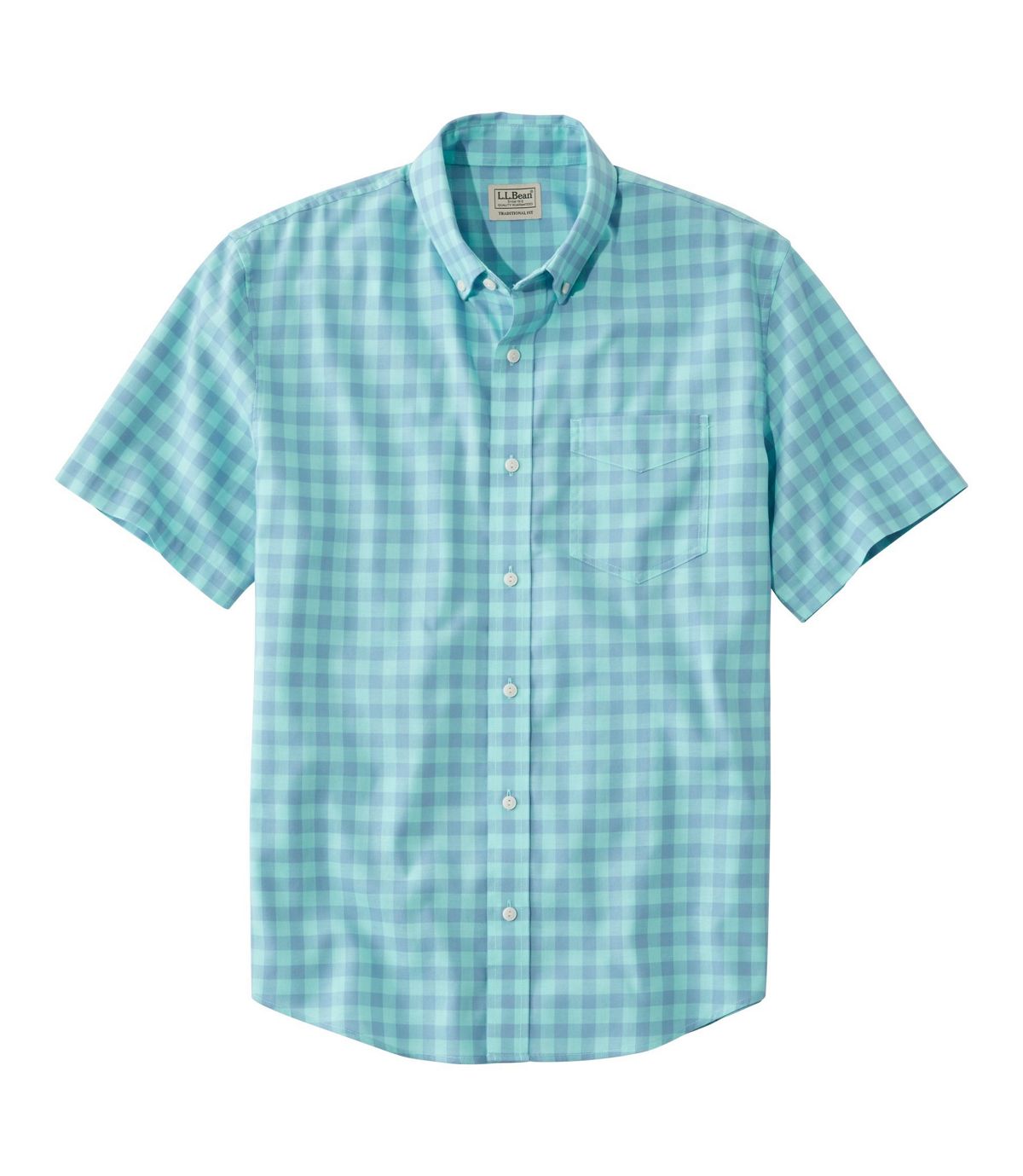 L.L.Bean Men's Easy-Care Chambray Shirt, Traditional Fit Short-Sleeve Plaid