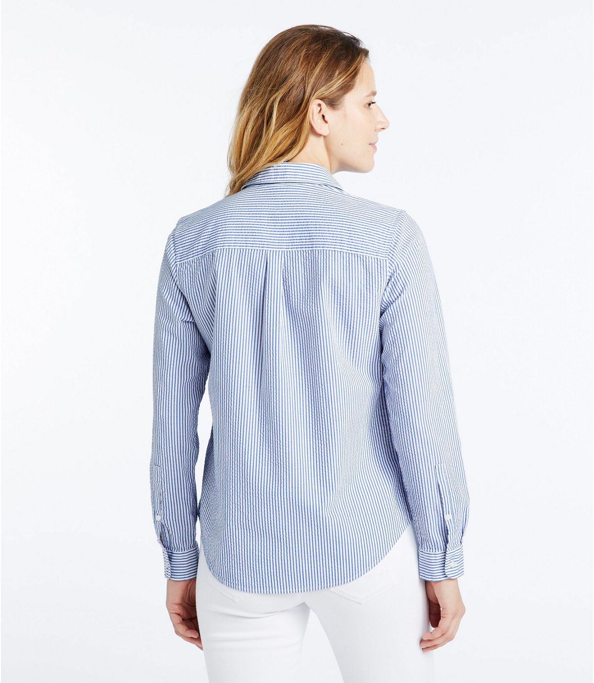L.L.Bean Women's Vacationland Seersucker Shirt, Long-Sleeve