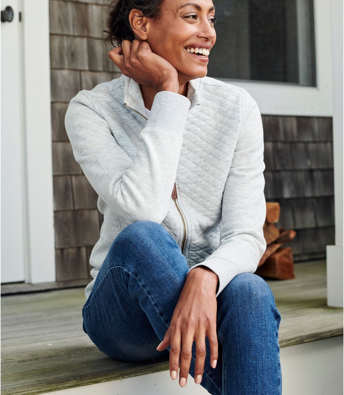 L.L.Bean Women's Quilted Full-Zip Sweatshirt