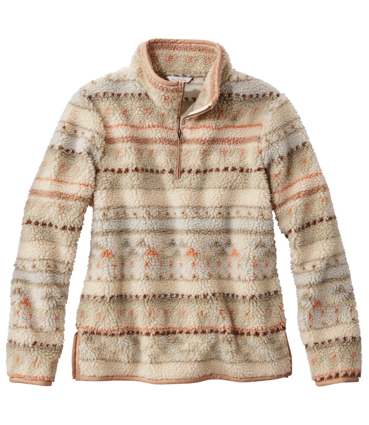 L.L.Bean Women's Signature Sherpa Fleece Pullover, Quarter-Zip Jacquard