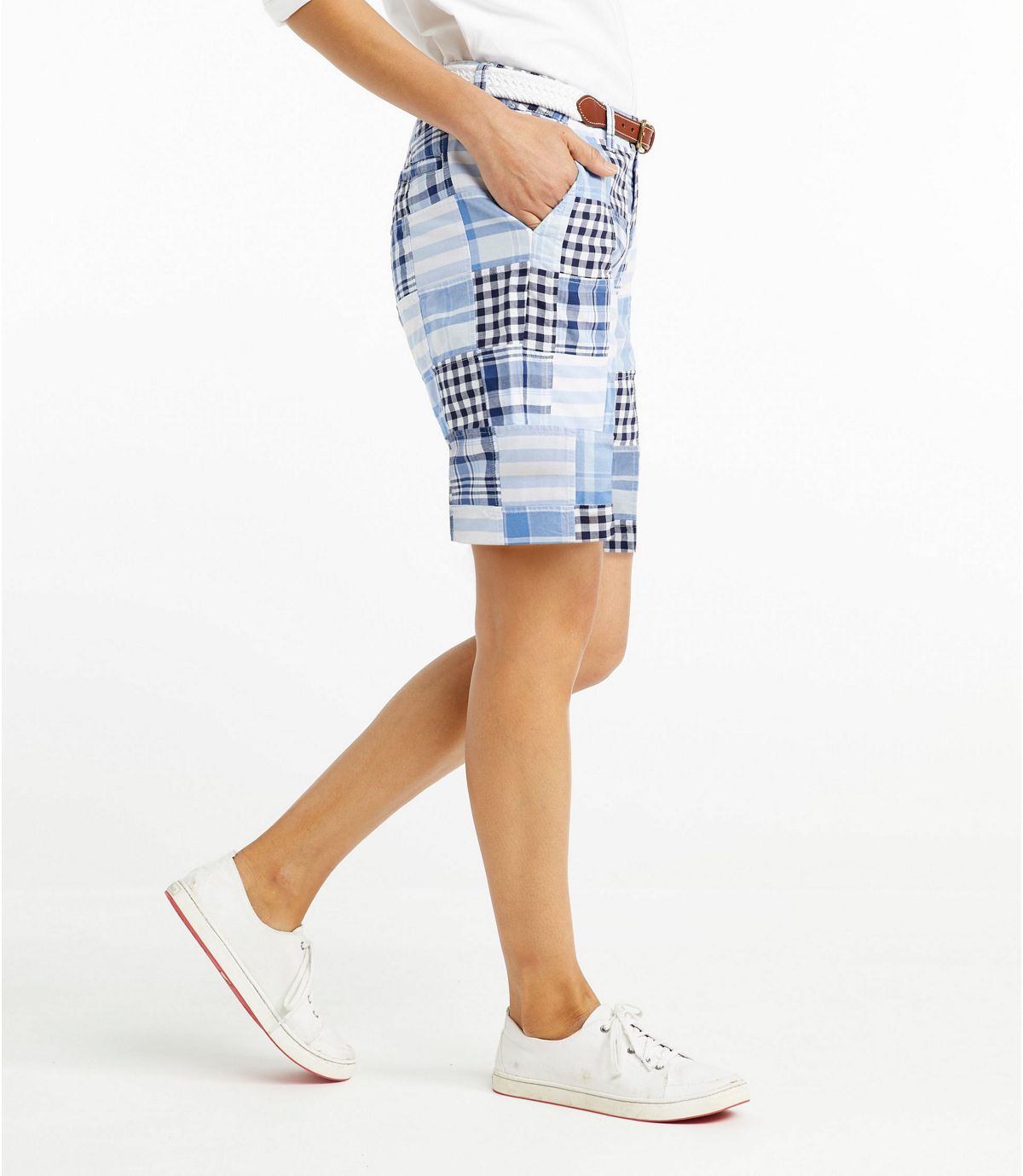 L.L.Bean Women's Lakewashed Chino Shorts, Bermuda Patchwork