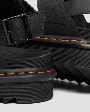 Voss II Fluffy Faux Fur Leather Strap Sandals,WOMEN'S PLATFORMS,no.122