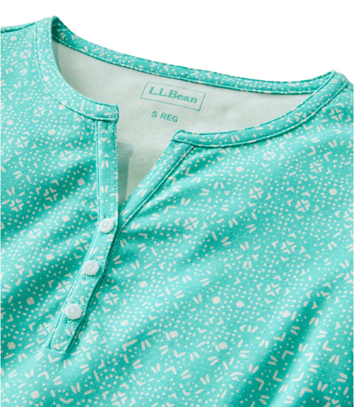 L.L.Bean Women's L.L.Bean Tee, Short-Sleeve Splitneck Henley Print