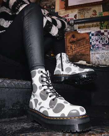 Jadon Polka Dot Smooth Leather Platform Boots,MEN'S PLATFORMS,no.446