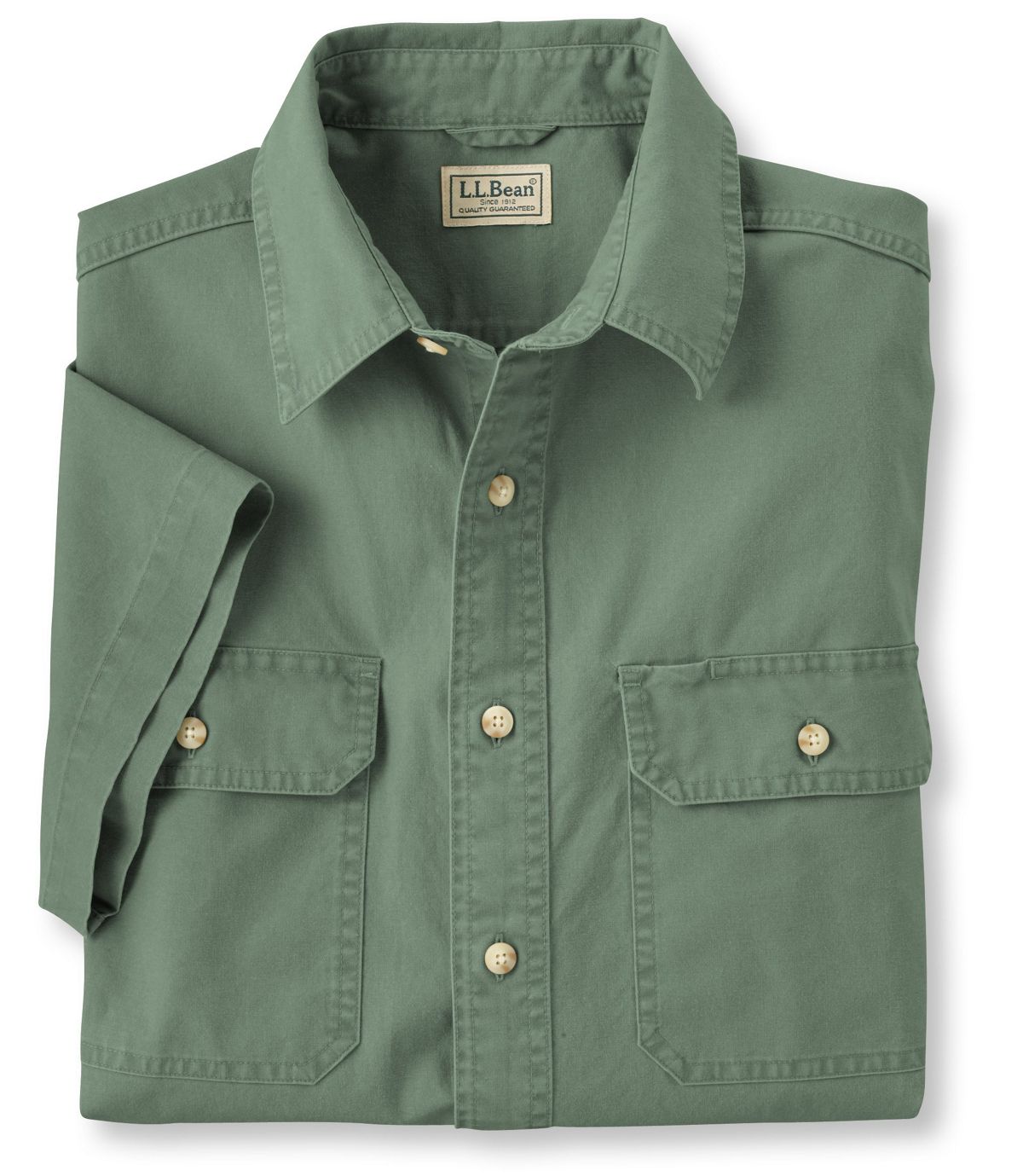 L.L.Bean Men's Sunwashed Canvas Shirt, Traditional Fit Short-Sleeve