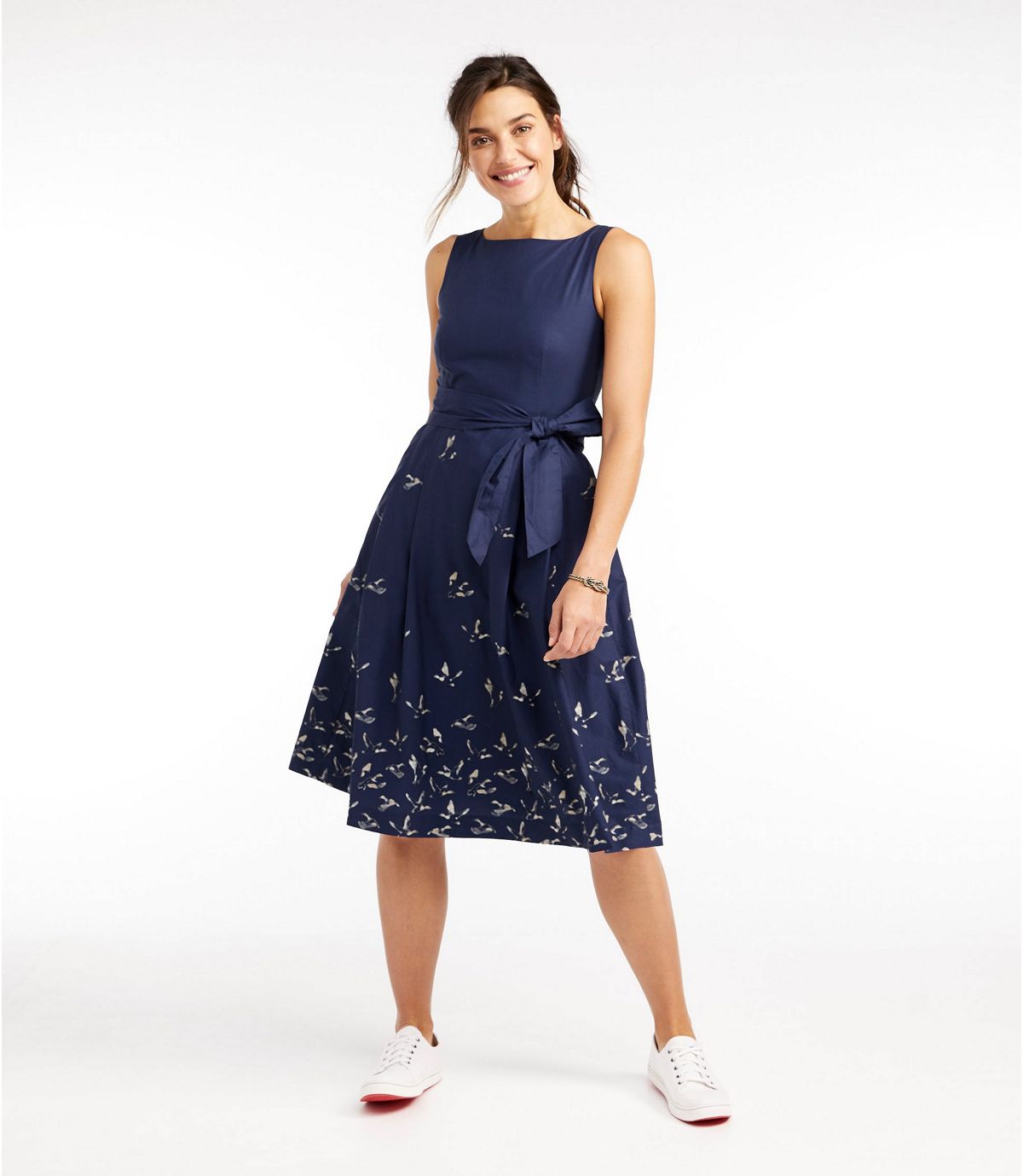 L.L.Bean Women's Signature Poplin Dress, Print