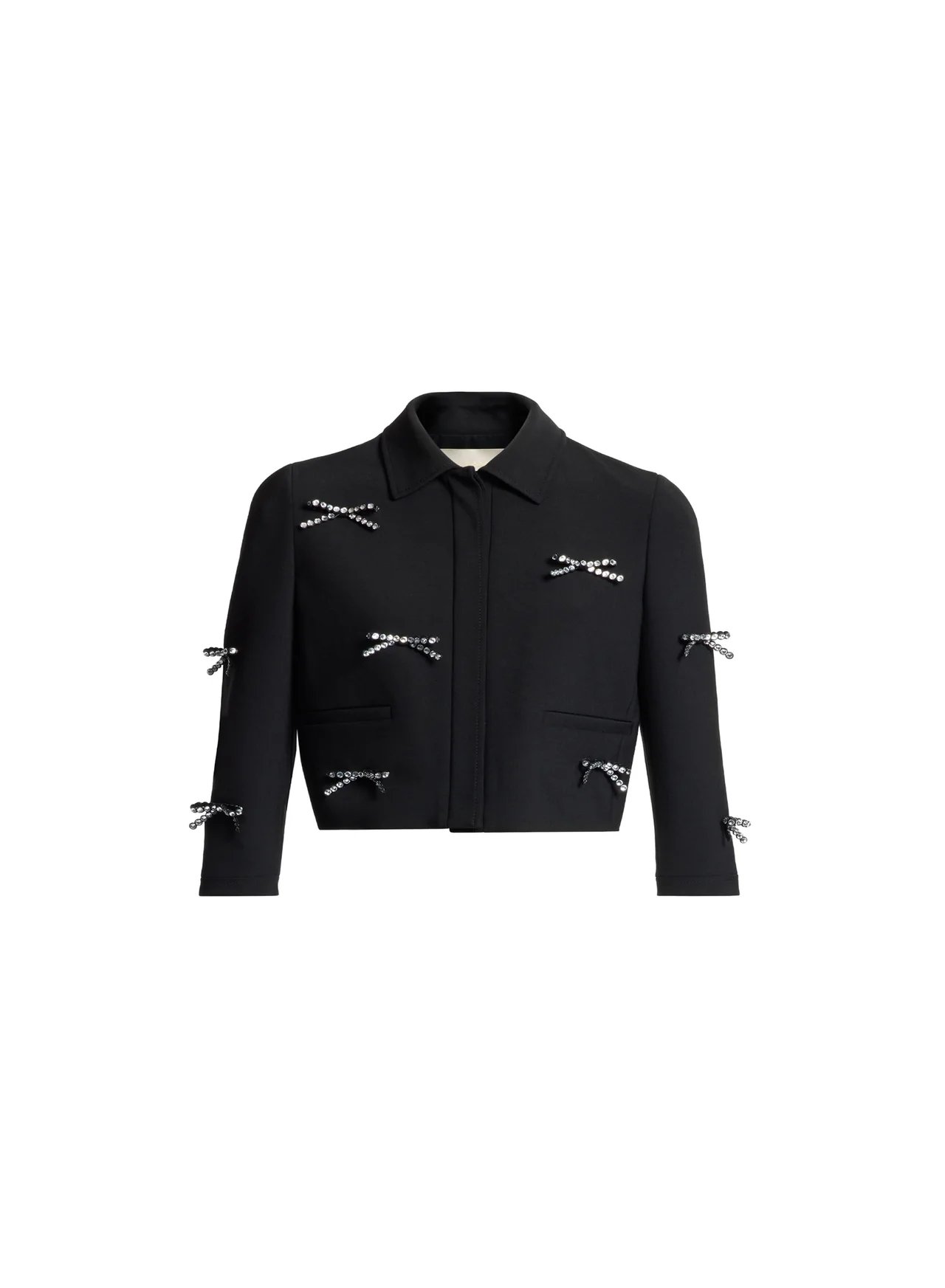Crystal bow embellished jacket