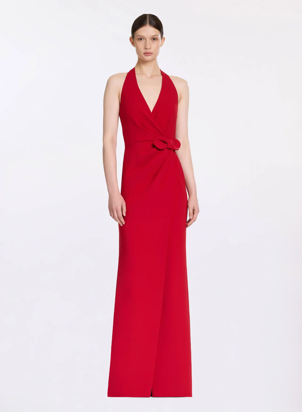 Long cady dress with bow detail