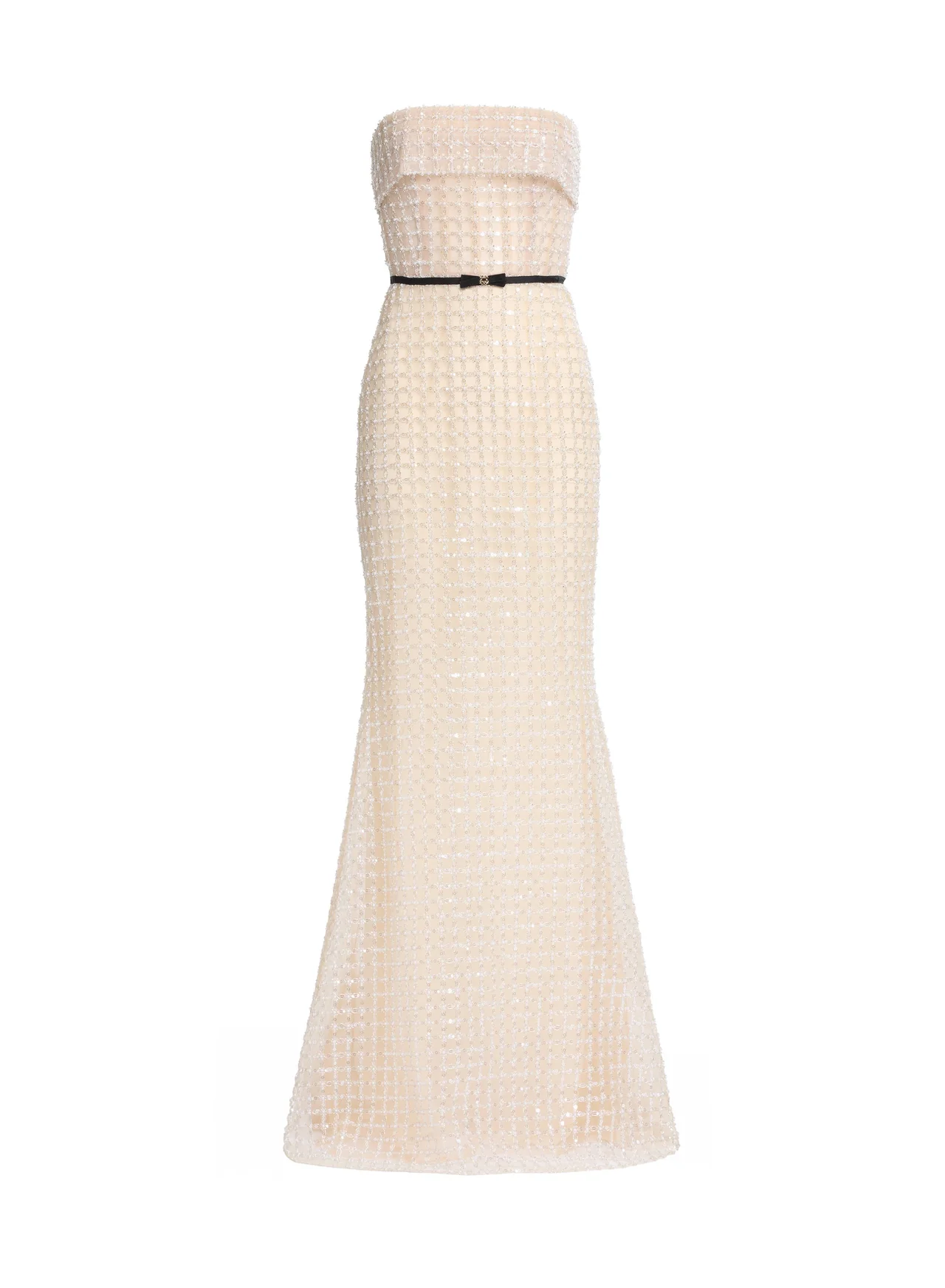 Strapless pearl long dress