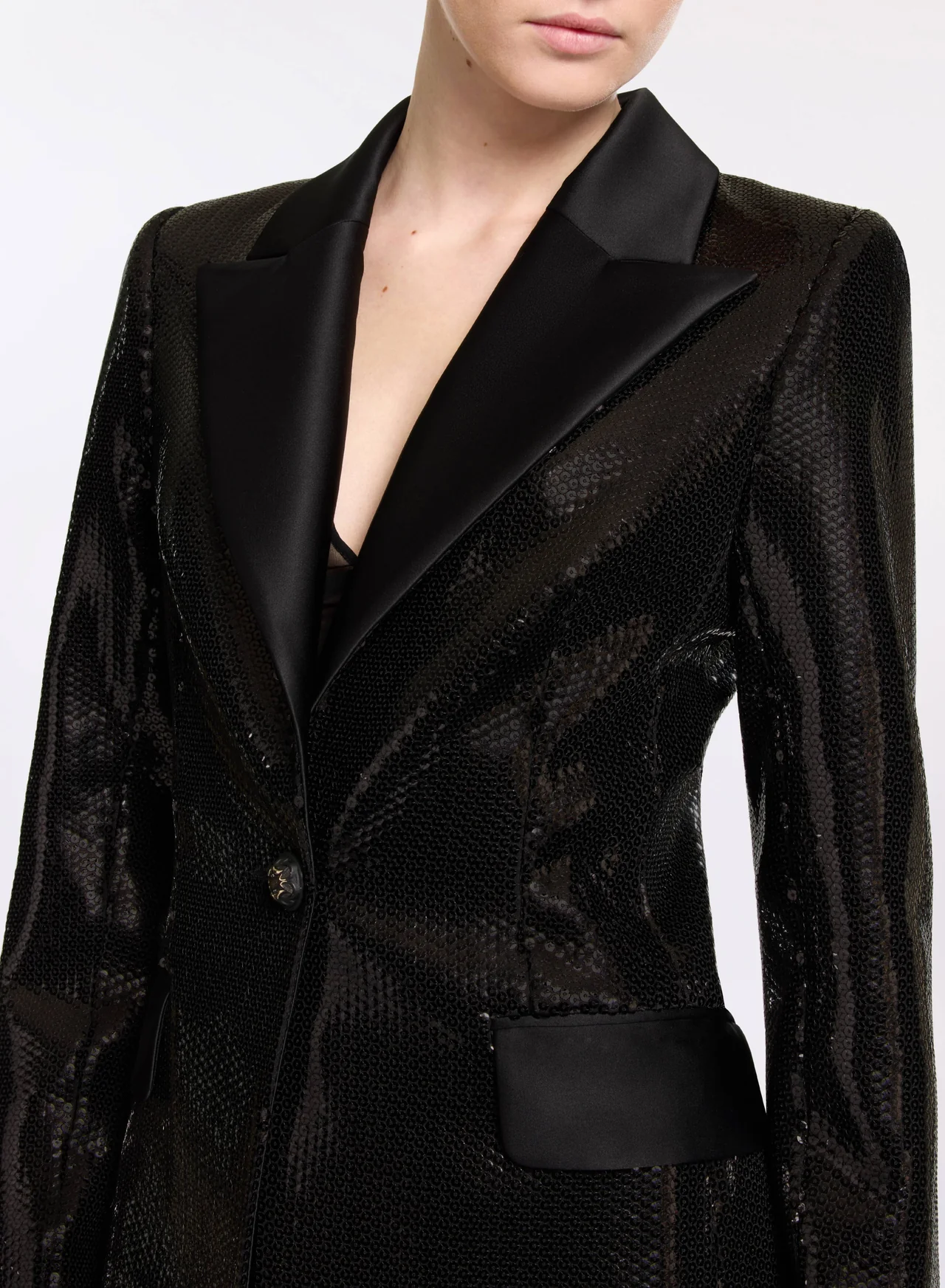 Sequin and satin blazer