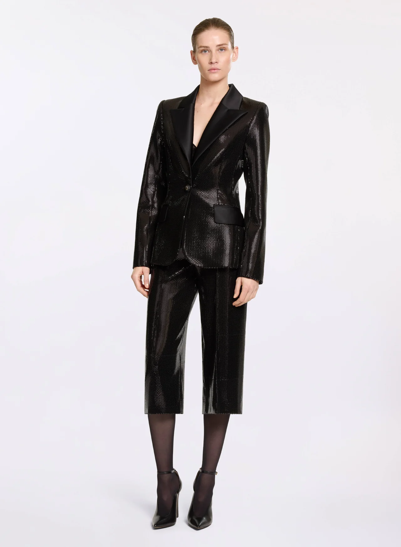 Sequin and satin blazer