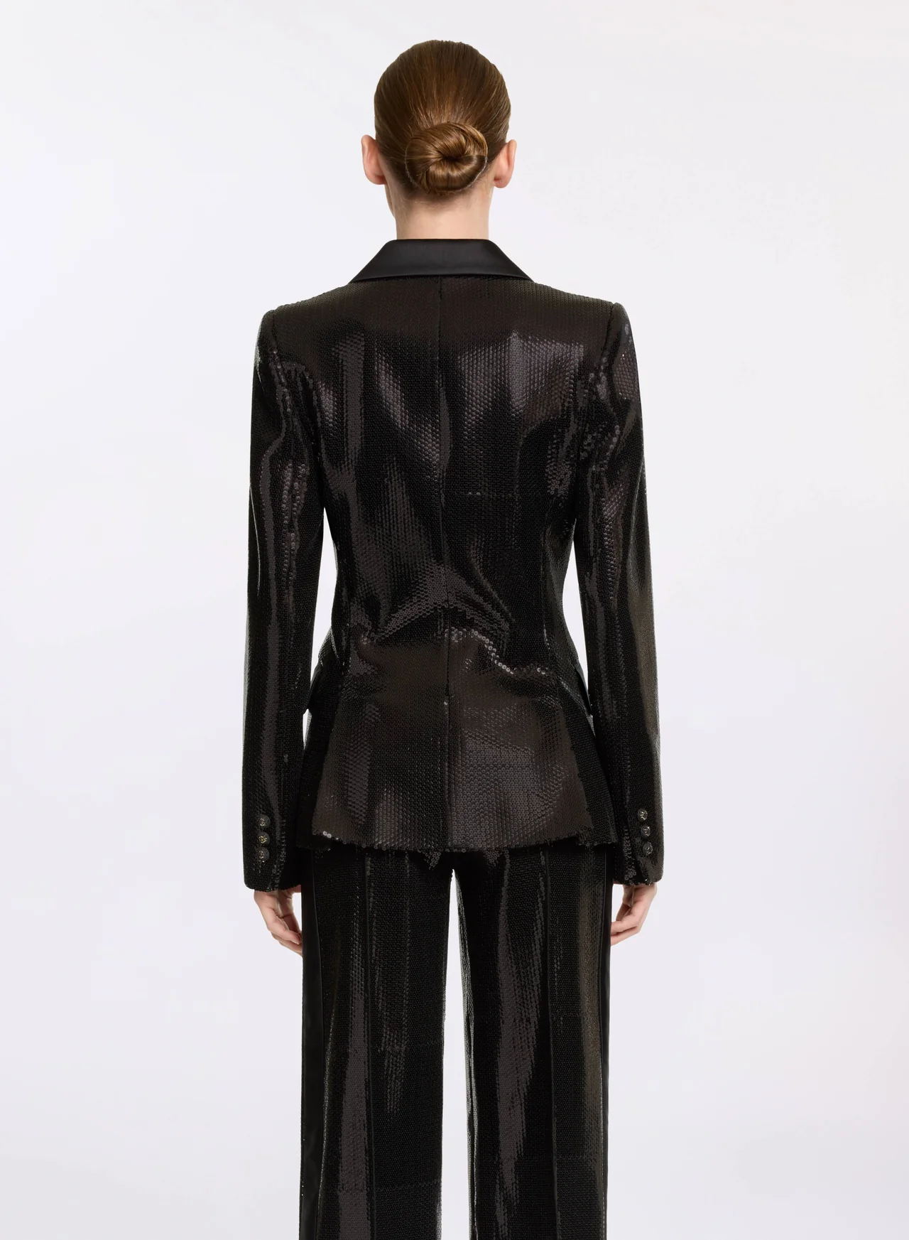 Sequin and satin blazer