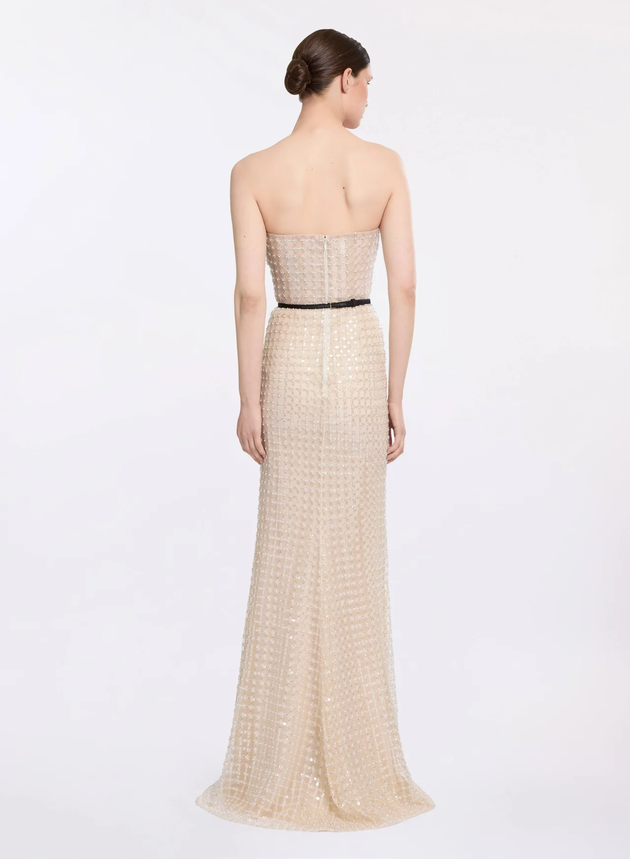 Strapless pearl long dress