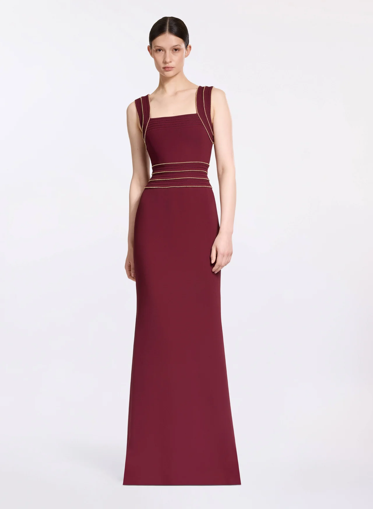 Trim embellished cady dress