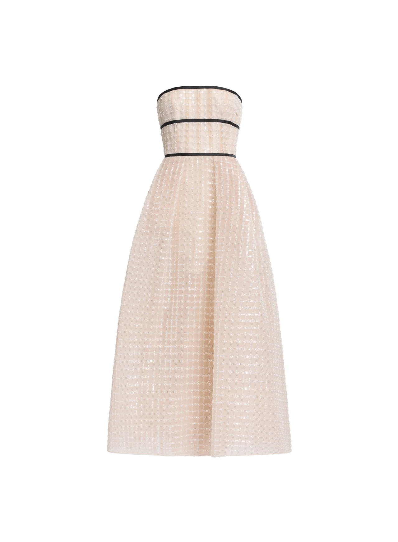 Strapless pearl midi dress