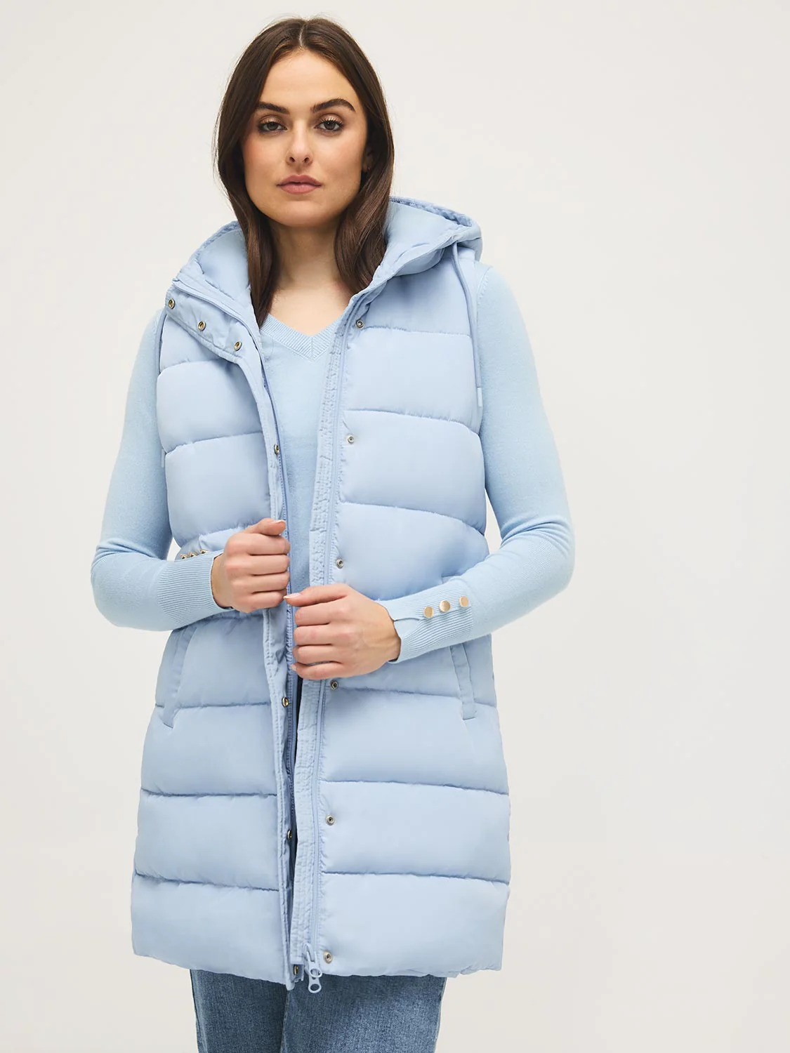 Long Hooded Puffer Vest