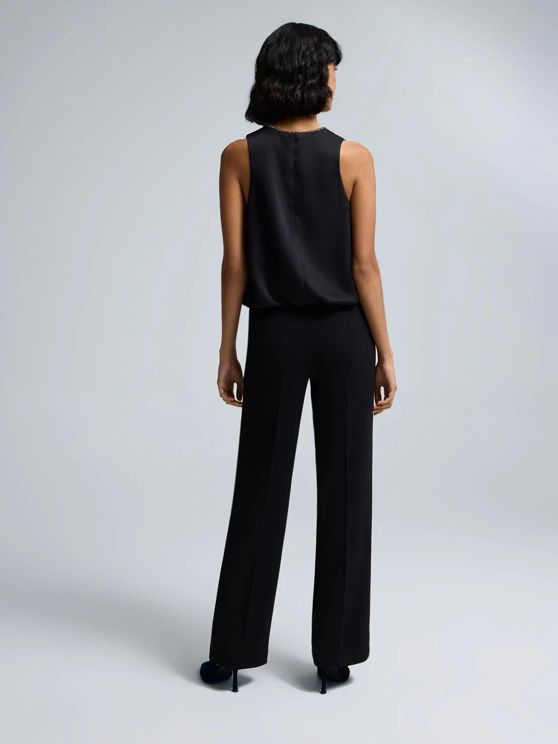 Embellished Neck Bubble Hem Top